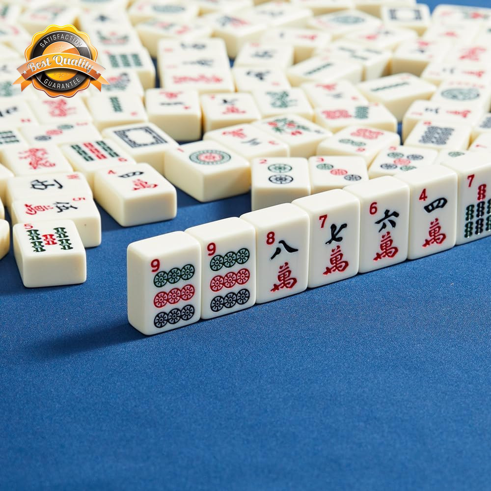 American Mahjong Tiles 166 Ivory Acrylic Set 3 Golden Dice Rules Included