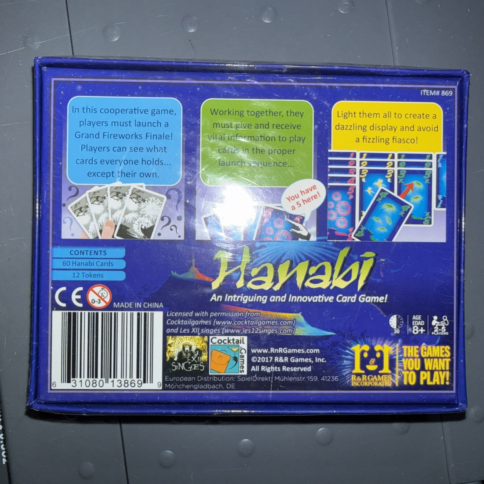 Hanabi Fireworks Card Game Antoine Bauza R&R Games 2017 New Sealed 2-5 Players