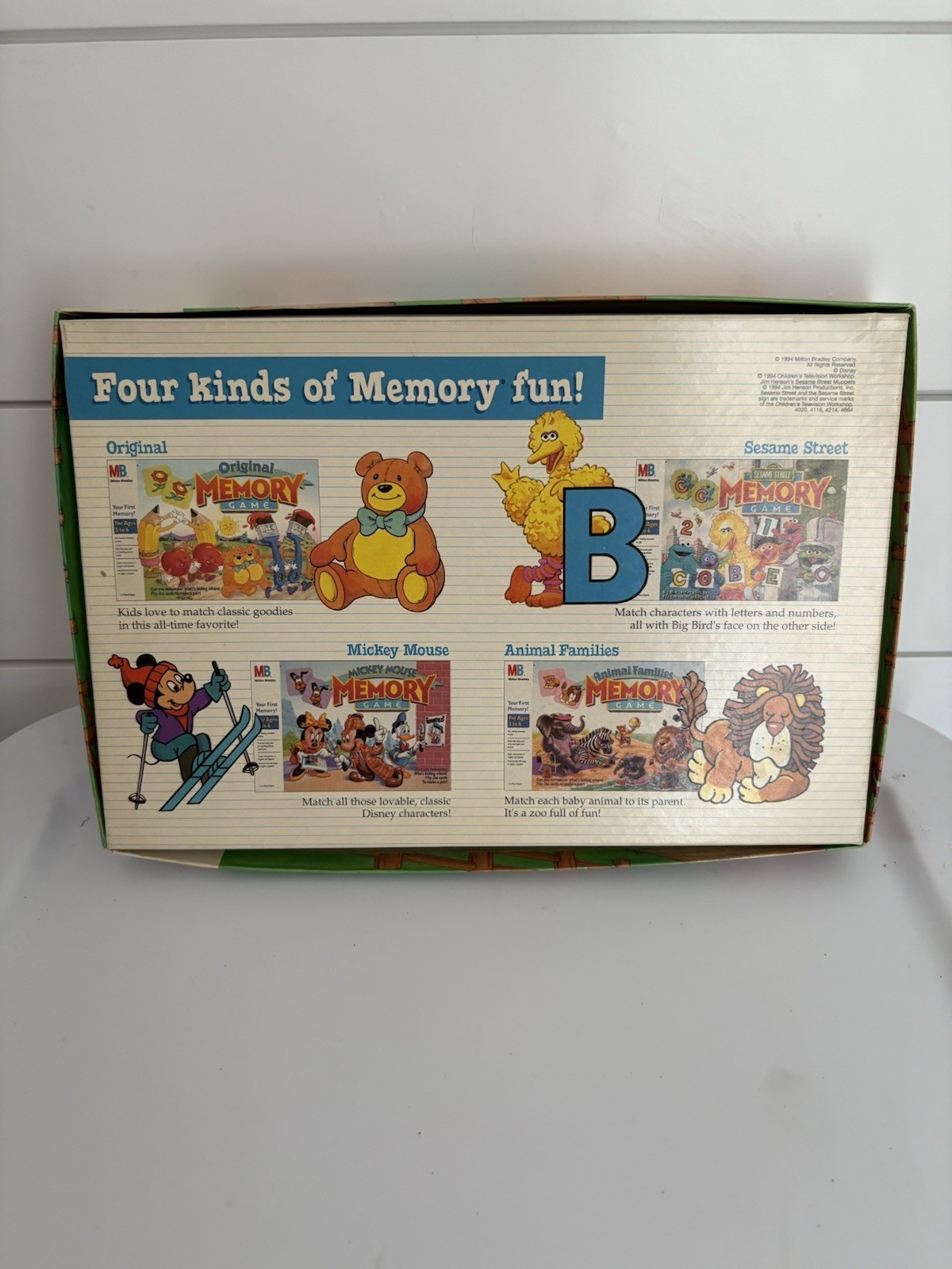 Milton Bradley Original Memory Game Matching, Ages 3-6, Vintage. Has all pieces!