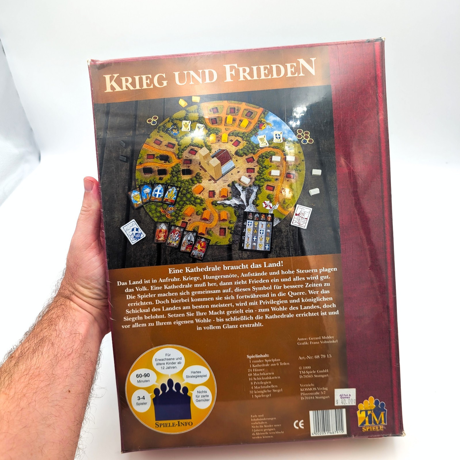 Krieg und Frieden 1999 German Medieval Cathedral Strategy Board Game Vintage