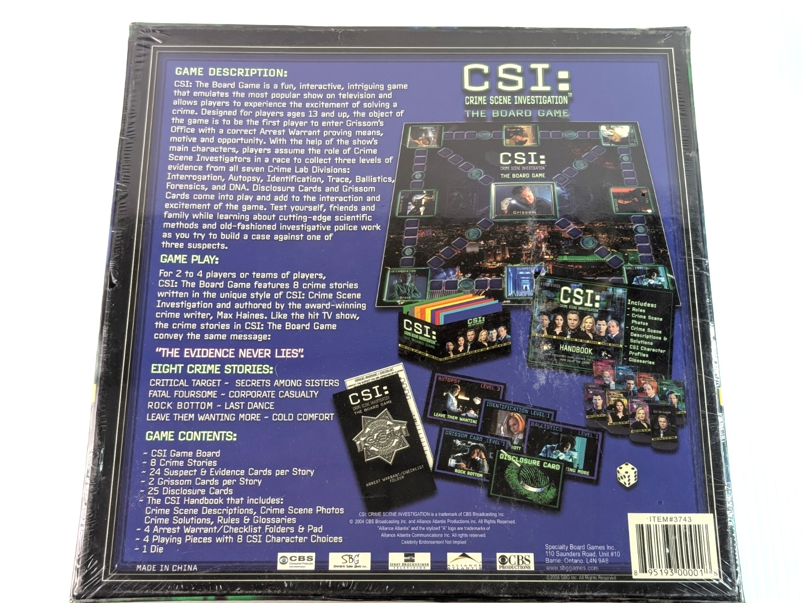 CSI: Crime Scene Investigation The Board Game CBS Specialty 2004 Complete