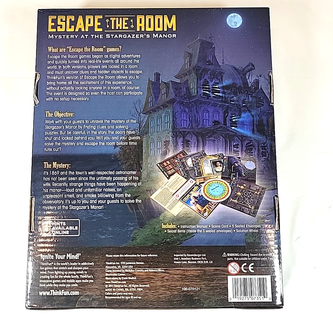 ESCAPE THE ROOM Mystery at The Stargazer’s Manor Board Game 3-8 people