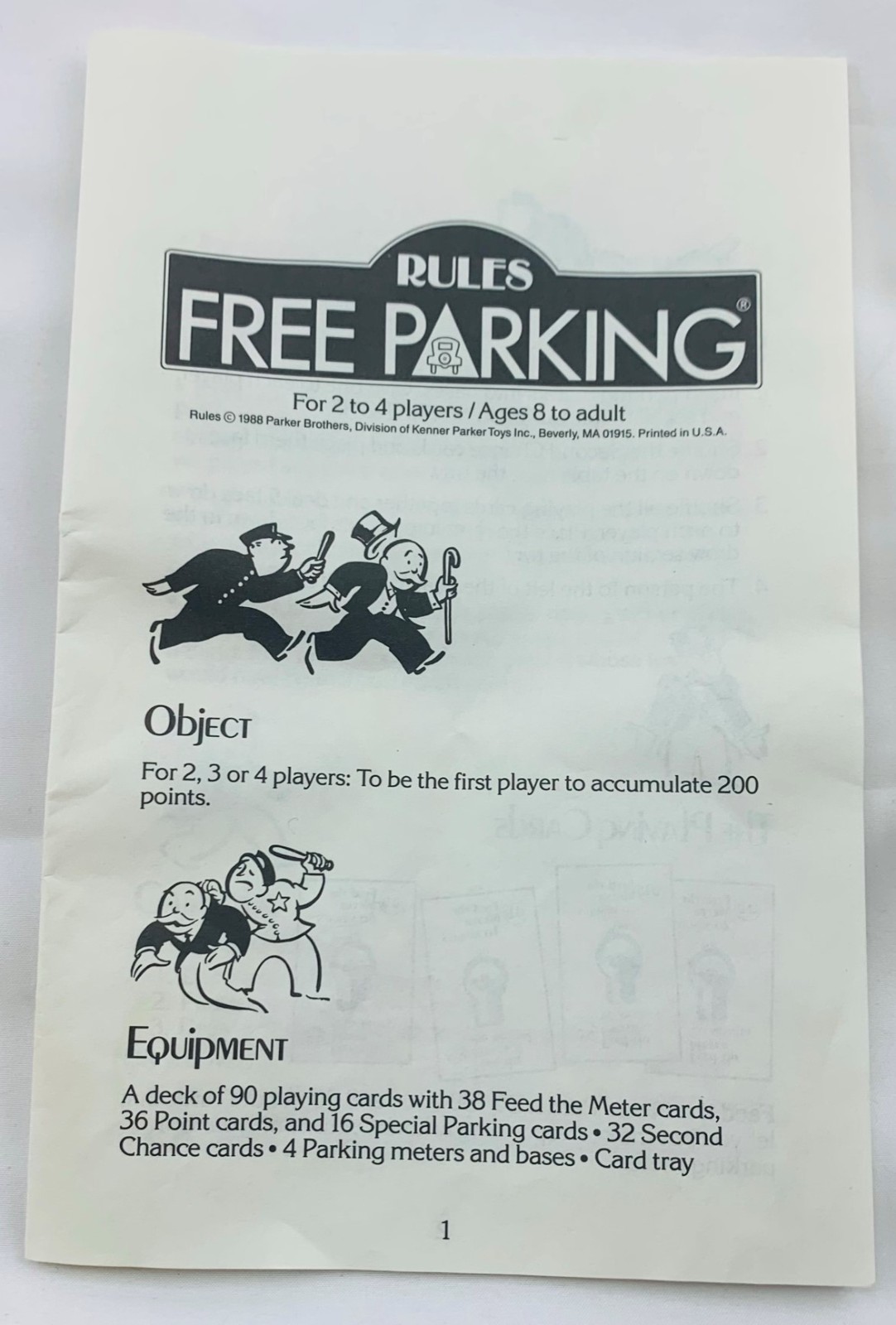 1988 Free Parking Monopoly Game Parker Brothers Complete in Great Cond FREE SHIP