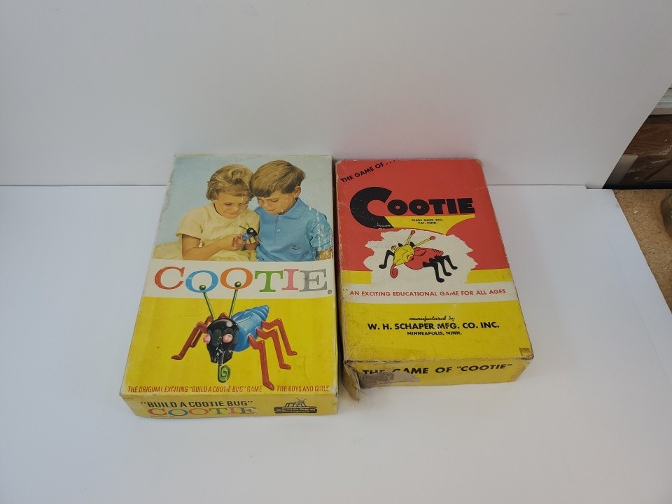 2 Cootie Build A Cootie Bug Games From the 50s & 60s Missing 1 Eye