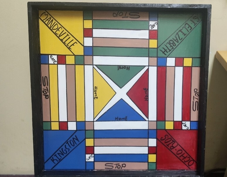 Handcrafted Jamaican Parishes Ludi Board 20x20x2 Inches