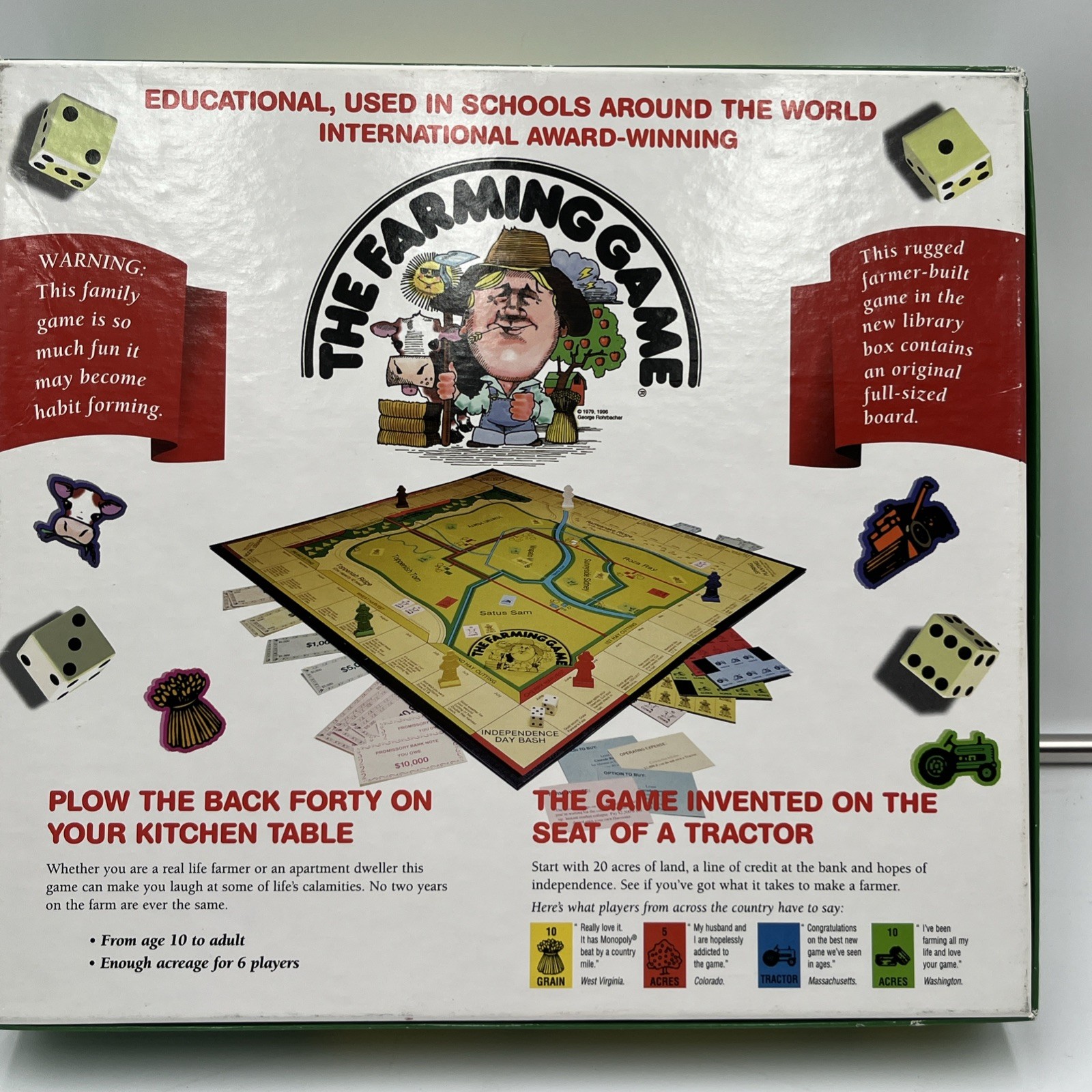 Vintage The Farming Game Harvest the Fun! 20TH ANNIV Edition 1996 Complete