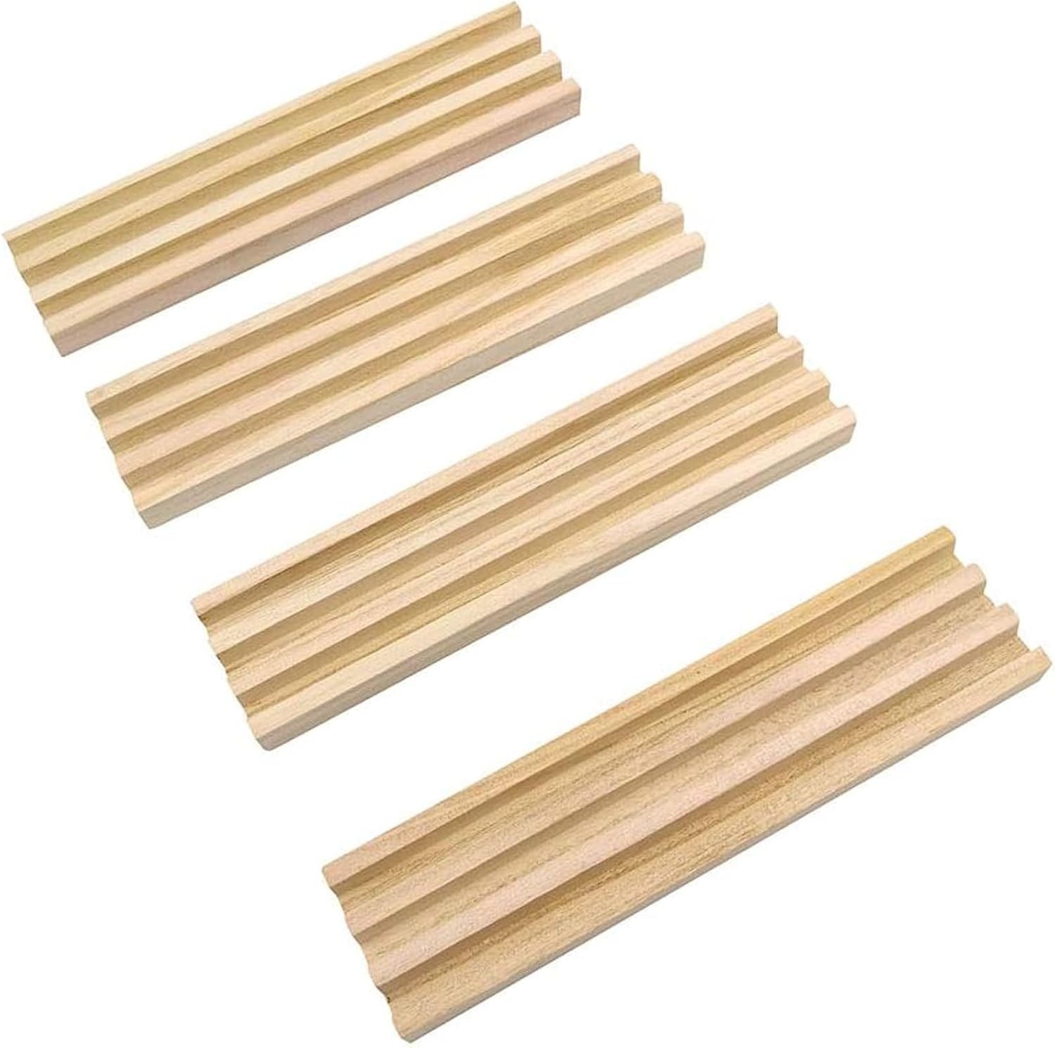 Domino Trays Holders Rack – Set of 4 Wooden Tiles Stand Holders Dominos Boards