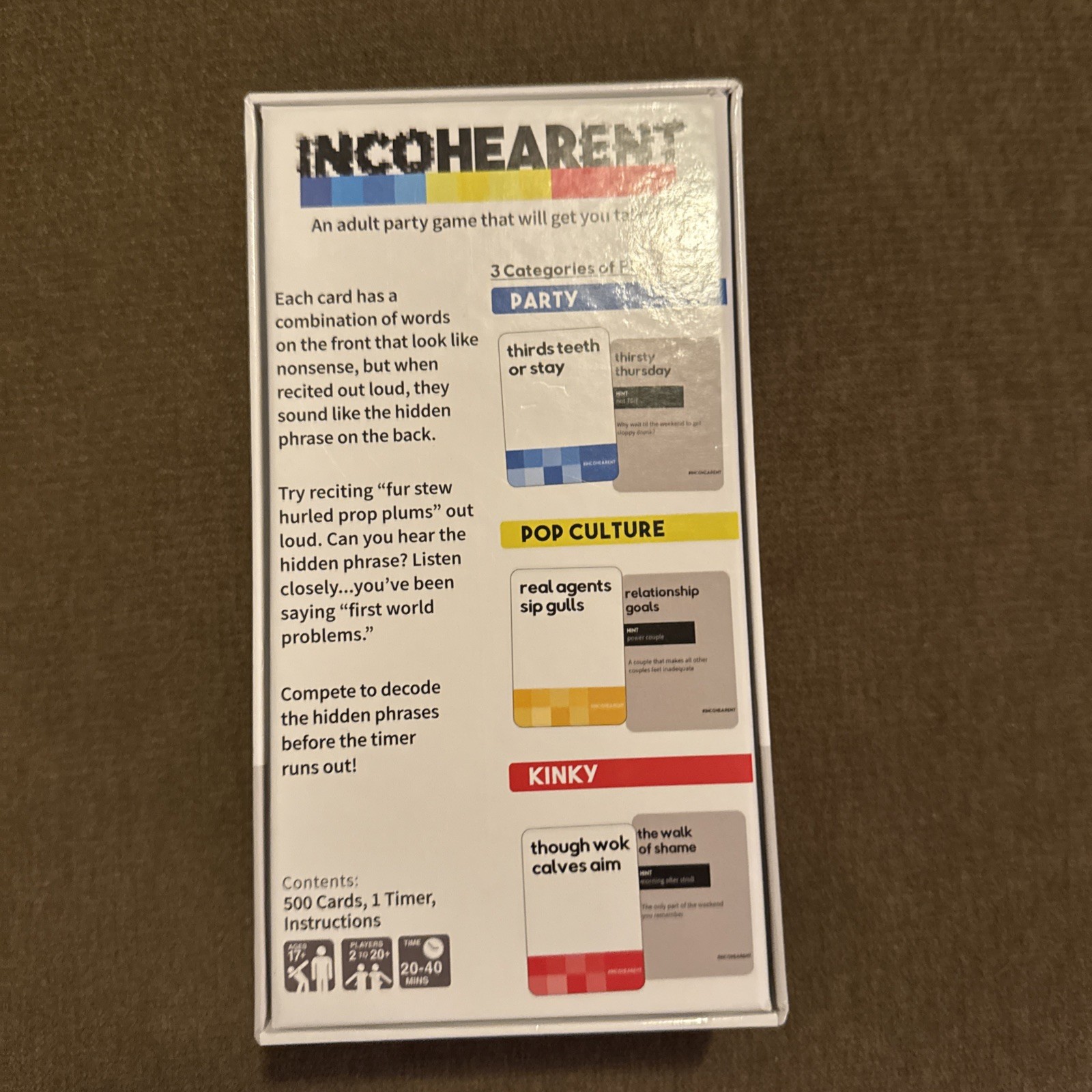 Incohearent Incoherent Adult Party Game What Do You Meme