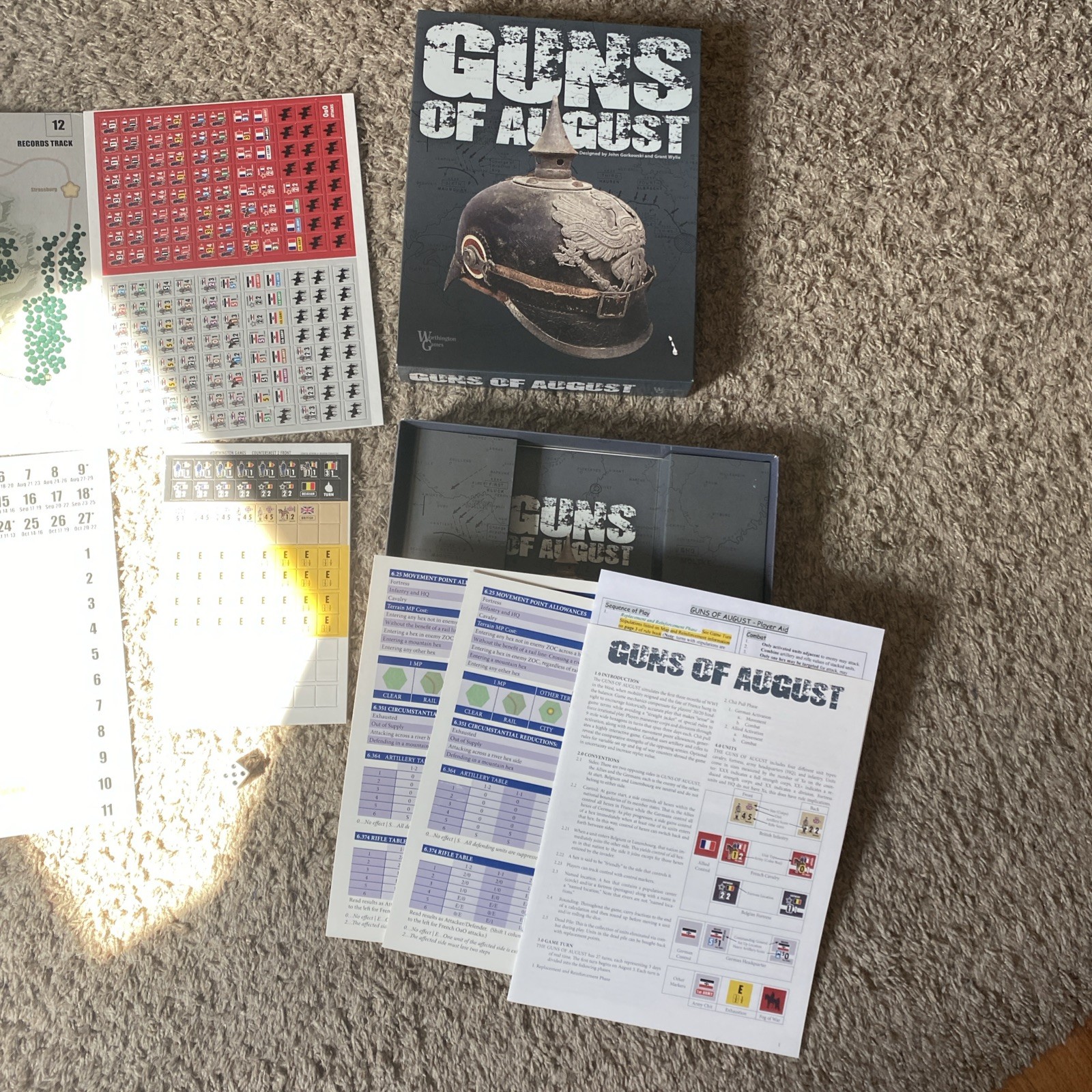 GUNS OF AUGUST War Board Game UNPUNCHED COMPLETE Worthington