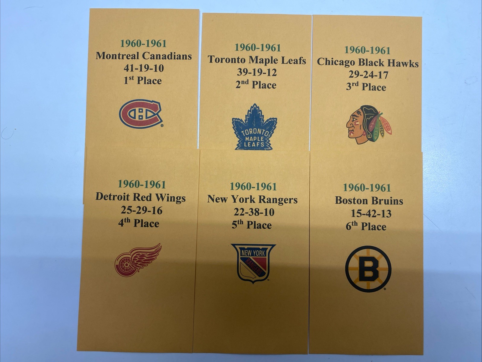 1960-1961 APBA 6 Team Hockey Card Set Printed Storage Envelopes