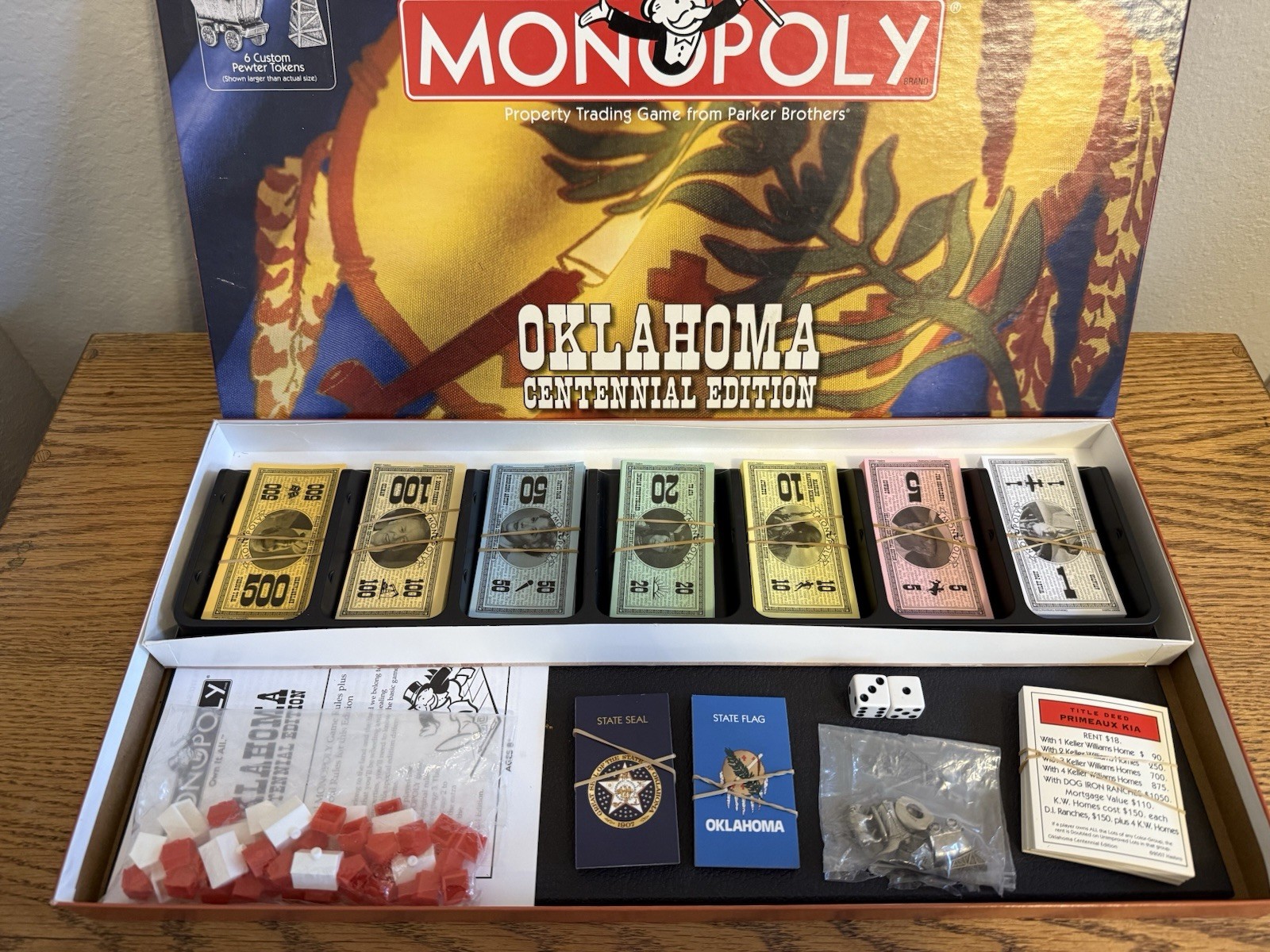 Parker Bros. Monopoly Oklahoma Centennial Edition Board Game 2 to 6 Players-EUC