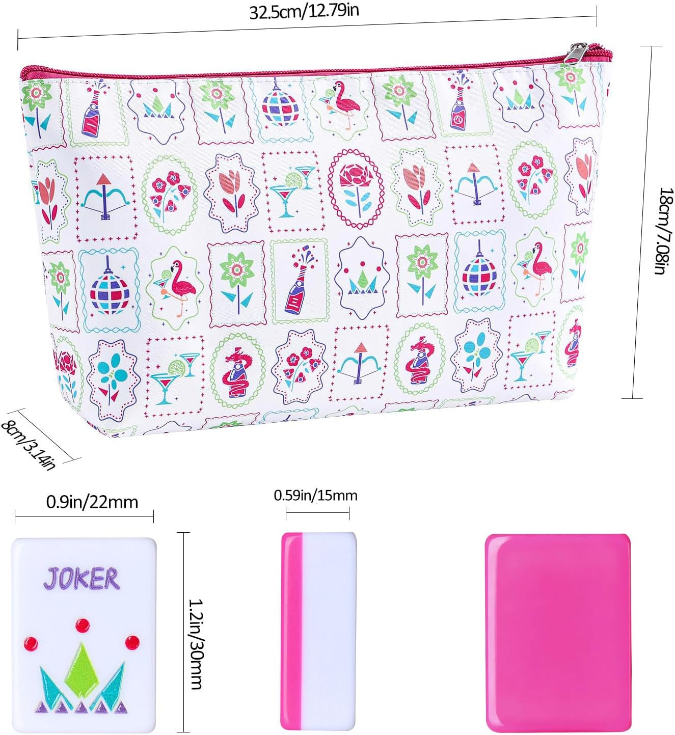 160 Engraved American Mahjong Tiles Set with Carrying Bag and Accessories, 1.2’’