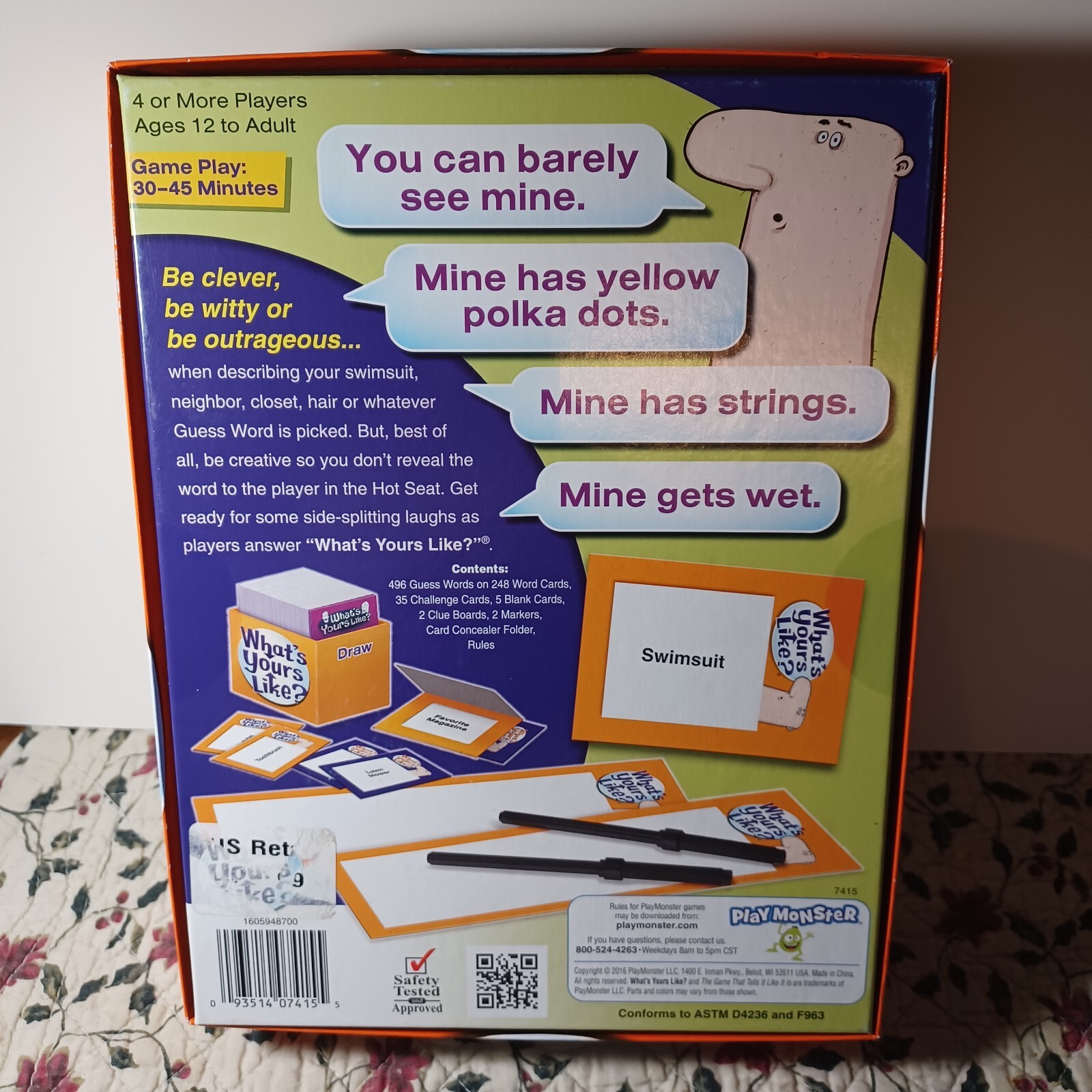 “What’s Yours Like?” Board Game. The Game that Tells it Like It Is. Ages 12 +