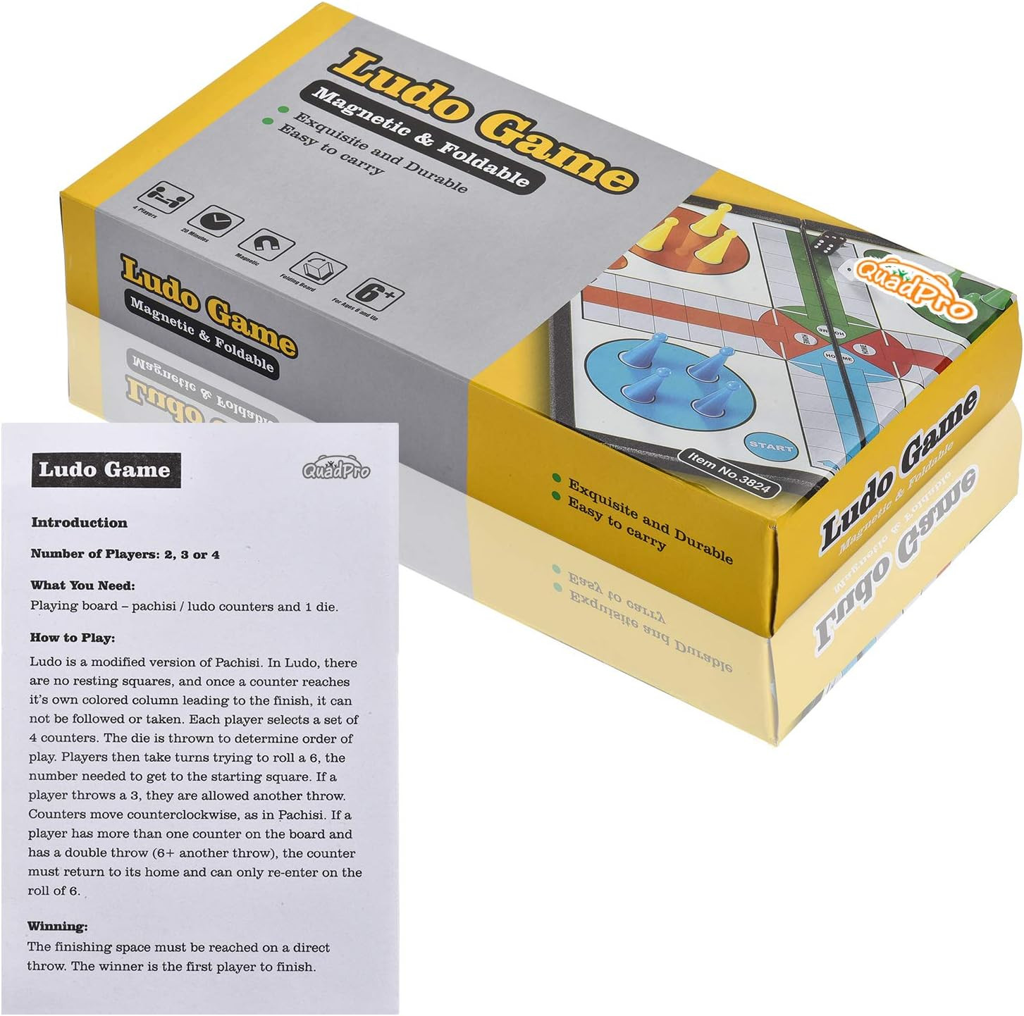 Magnetic Ludo Board Game Set with Folding Board Classic Travel Games for Kids an