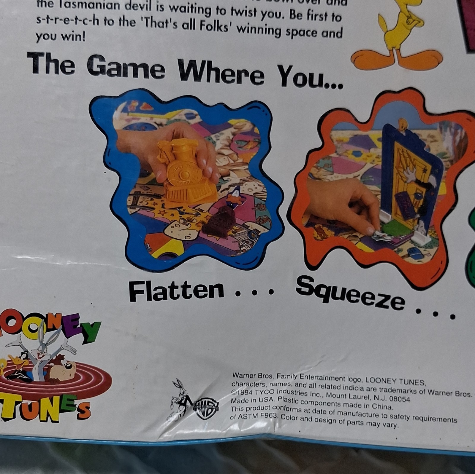 Tyco Games Looney Tunes Smush ‘Em Board Game w/ 4 Dough Cans 1994 MPN 7071