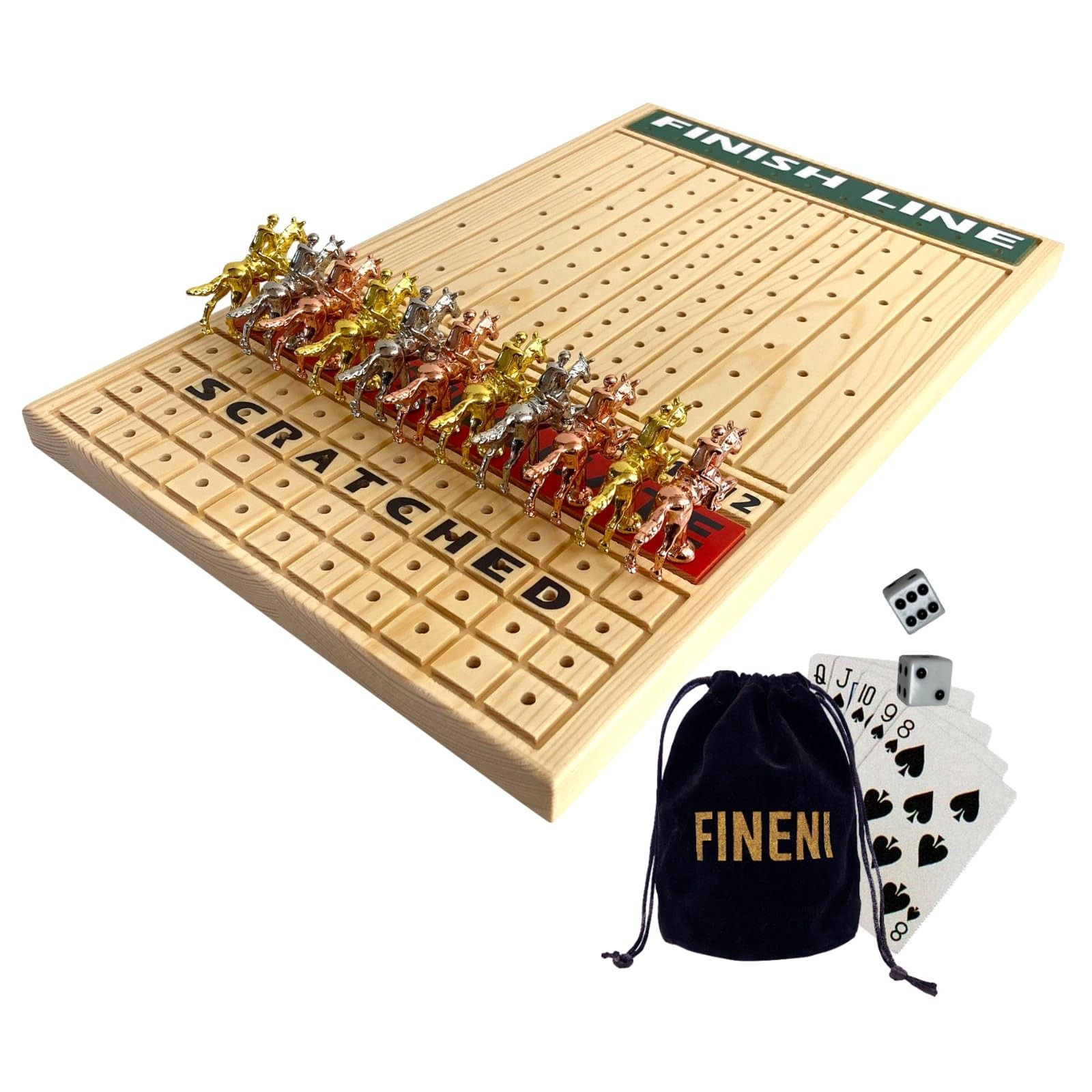 Racing Game for Adults With 11 Luxurious Metal Horses (Silver, Black, Rose Go…