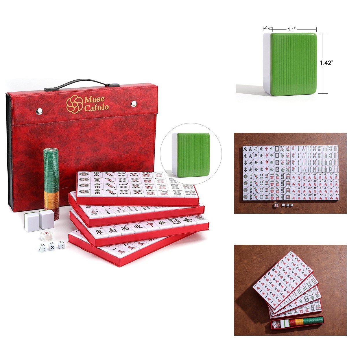 Mose Cafolo Professional Chinese Mahjong Game Set 146 Numbered Large Size Tiles