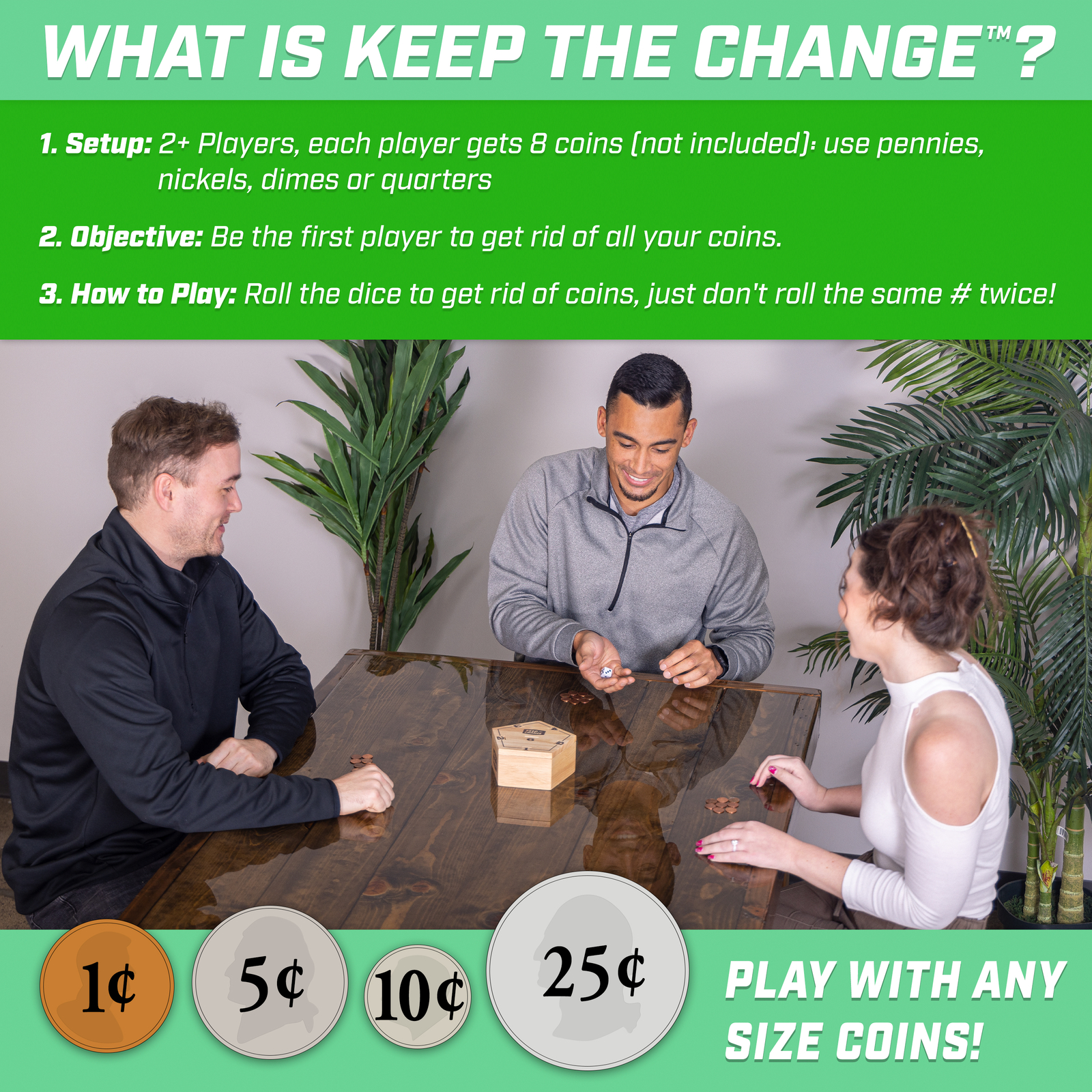 GoSports Keep the Change – Tabletop Coin Drop Dice Game