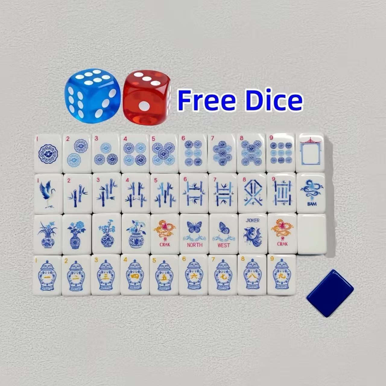 US Warehouse 160 Blue White Porcelain Tiles Complete American Mahjong Game Set