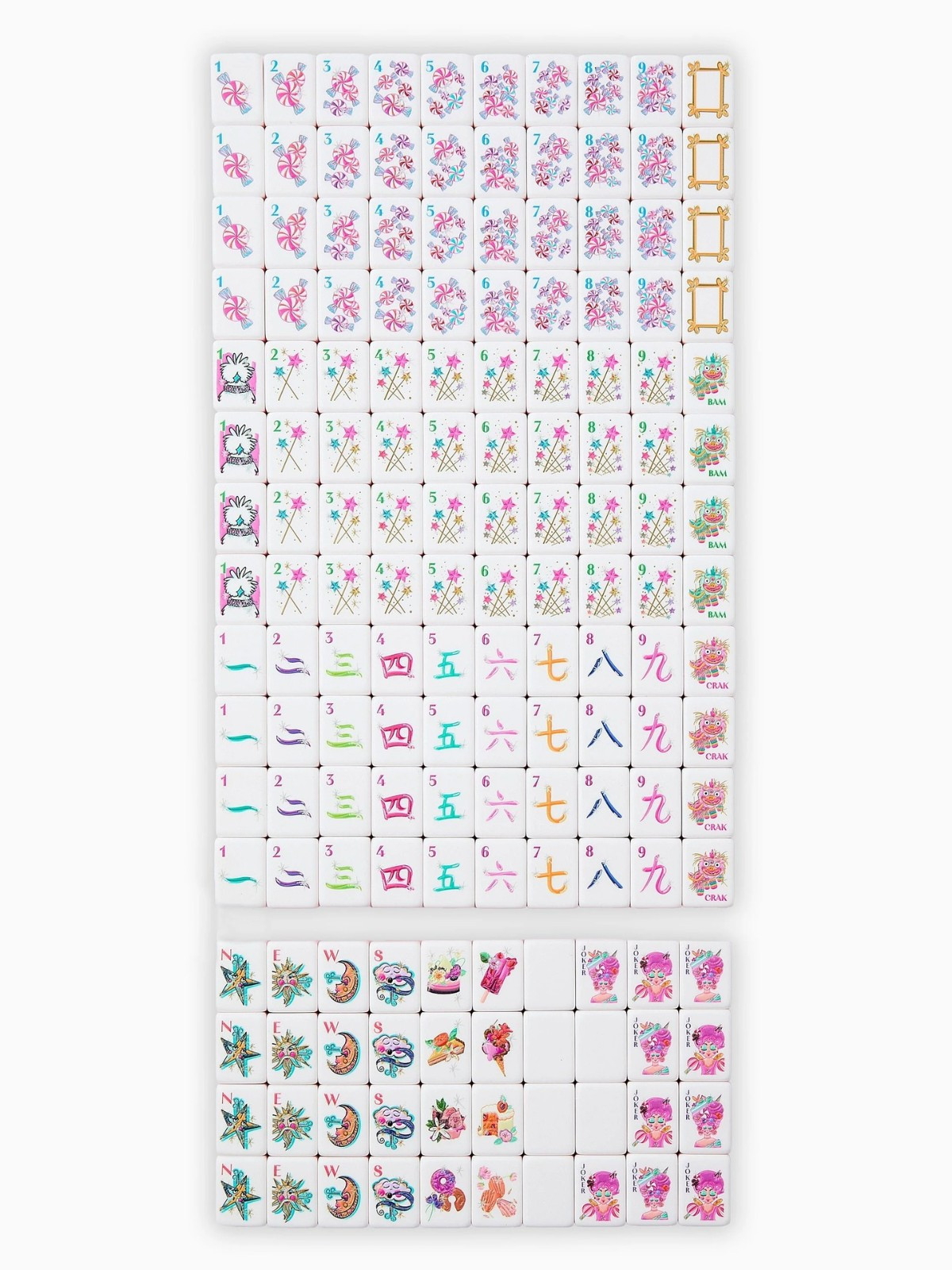160Pcs 4-Layer Acrylic Candy & Ice Cream Engraved American Mahjong Set fast ship