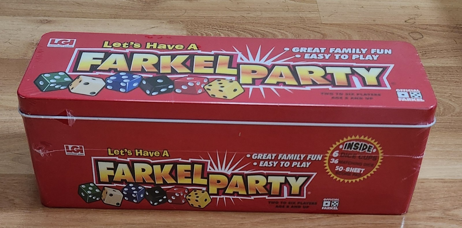 Let’s Have a Farkel Party Dice Game Tin Edition 2007 NEW SEALED. LGI Games