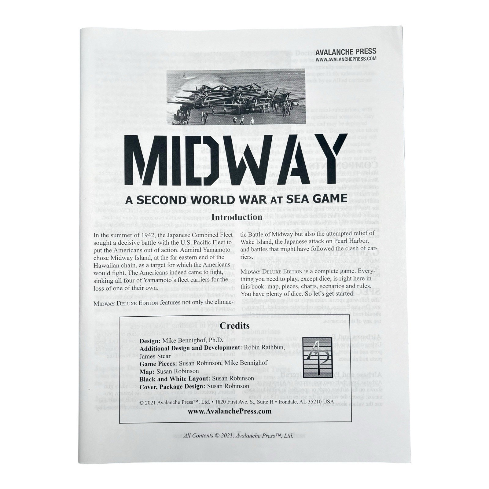 Second World War at Sea Midway Deluxe Edition, 100% Complete Near Mint, APL 0051