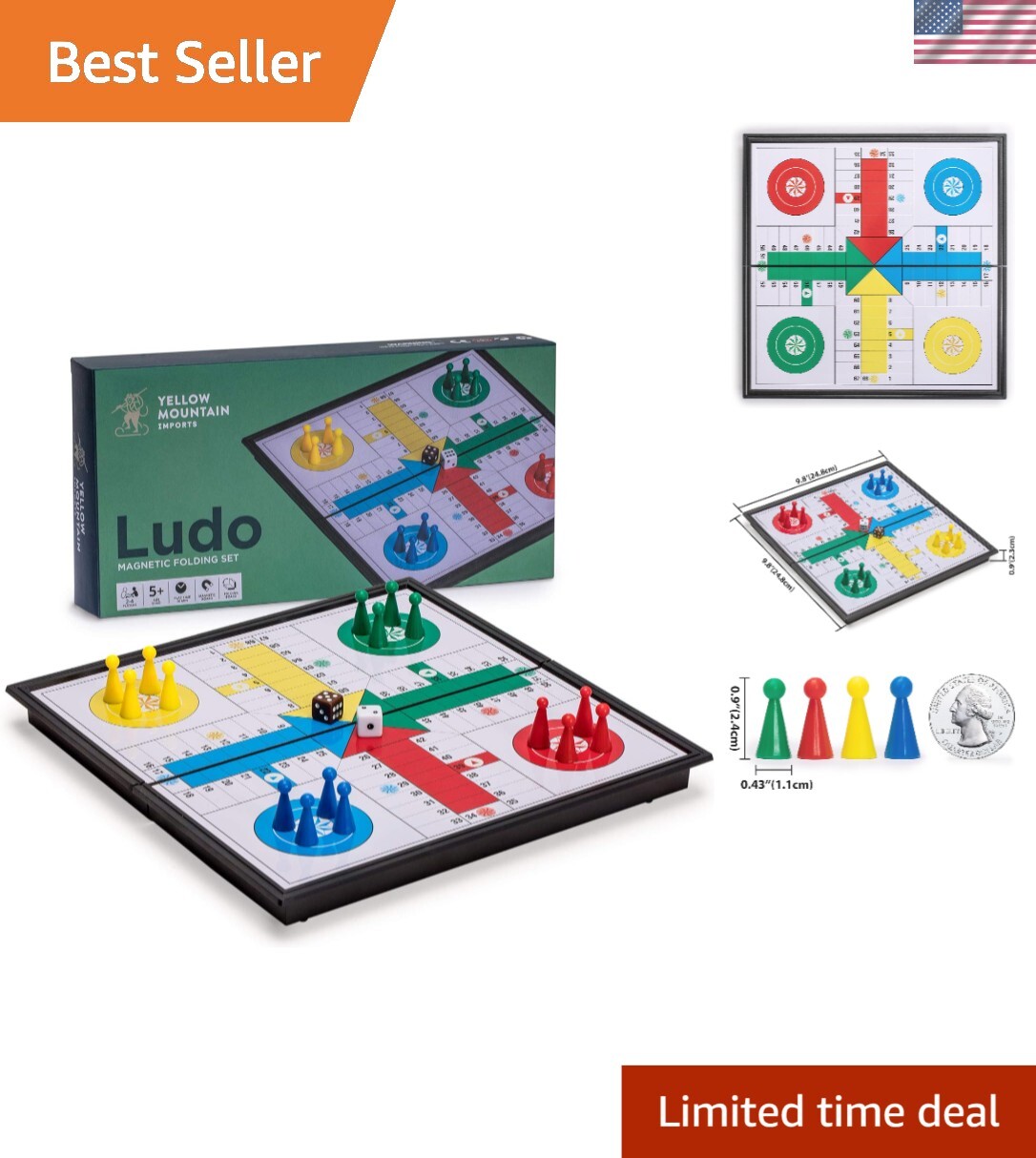 Durable 9.8 In Magnetic Ludo Game Set – Perfect For Travel & Family