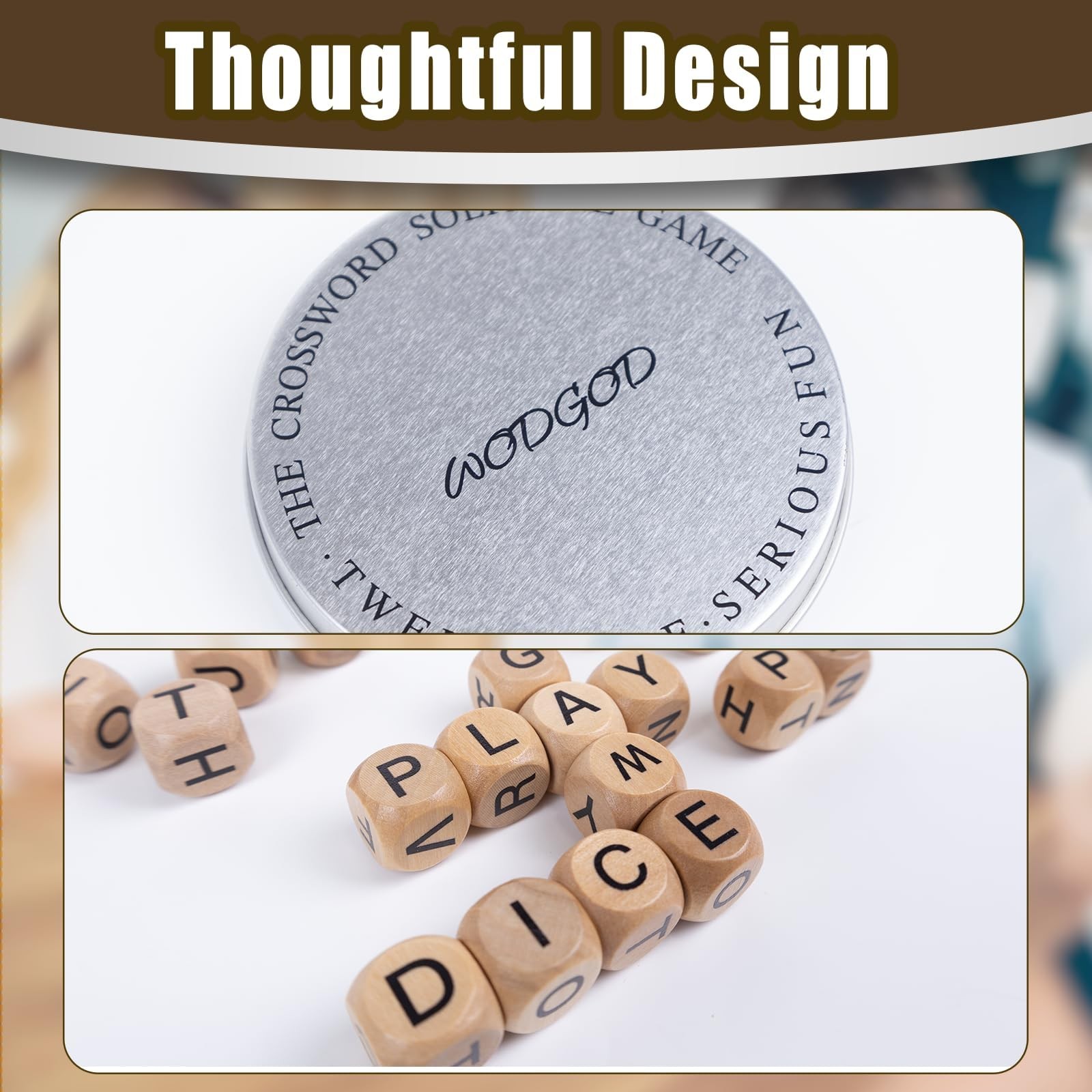 The Crossword Game,Classical Game with 12 Dice Letters, Wooden Letter Tiles D…