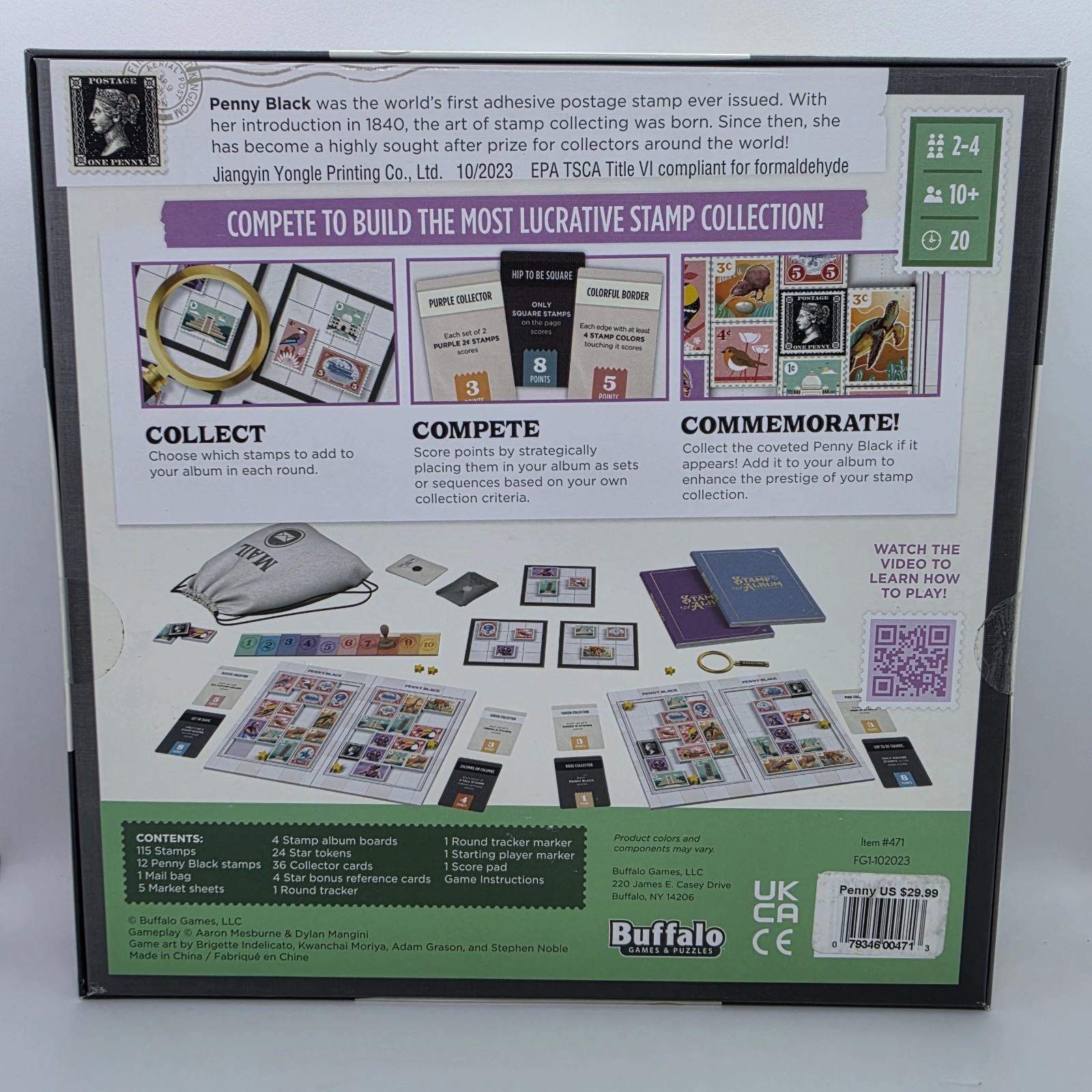 Penny Black Board Game – Buffalo Games Stamp Collecting Strategy – New Sealed