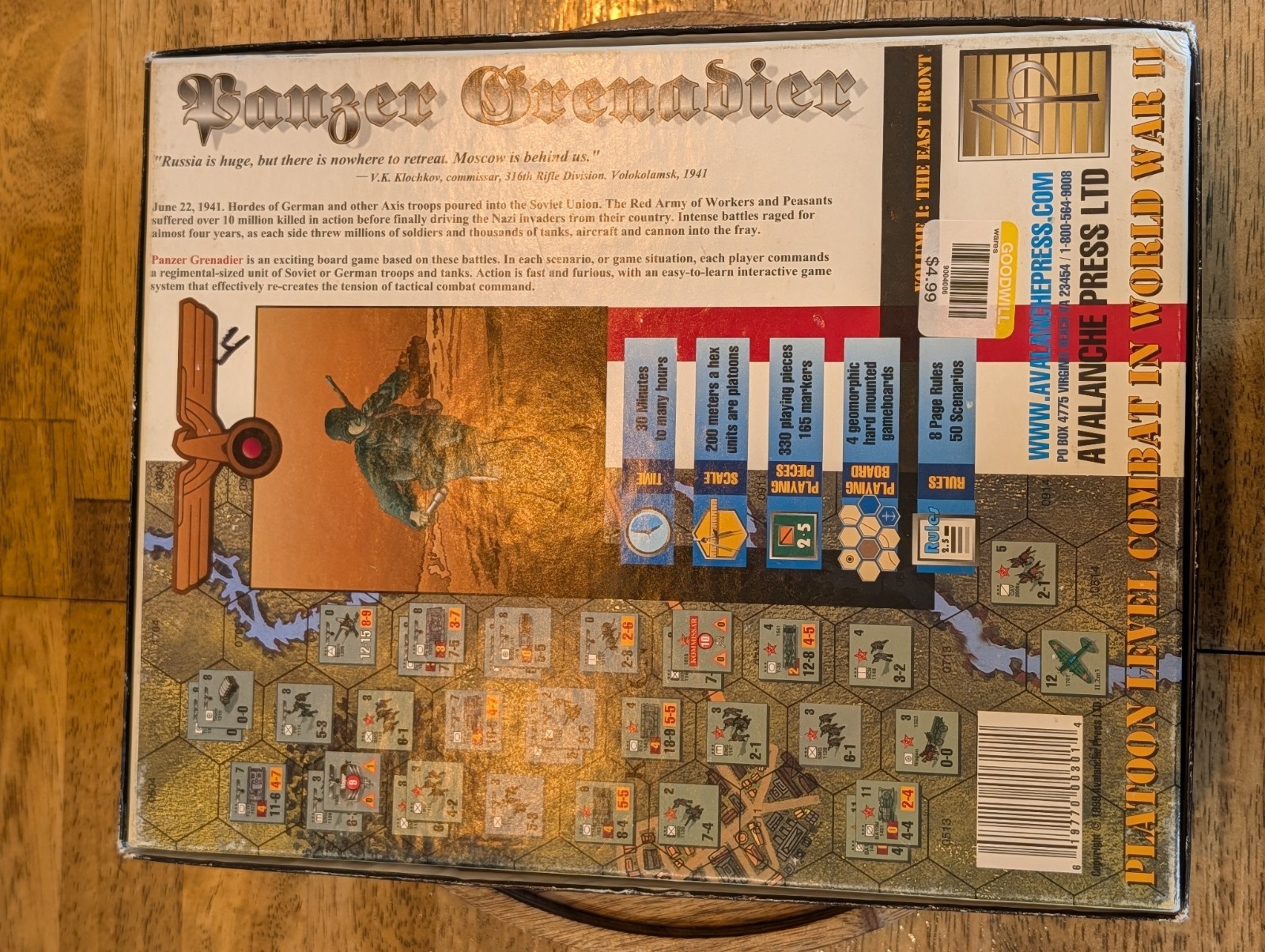 Avalance Press Panzer Grenadier: Platoon Level Combat in World War II Board Game