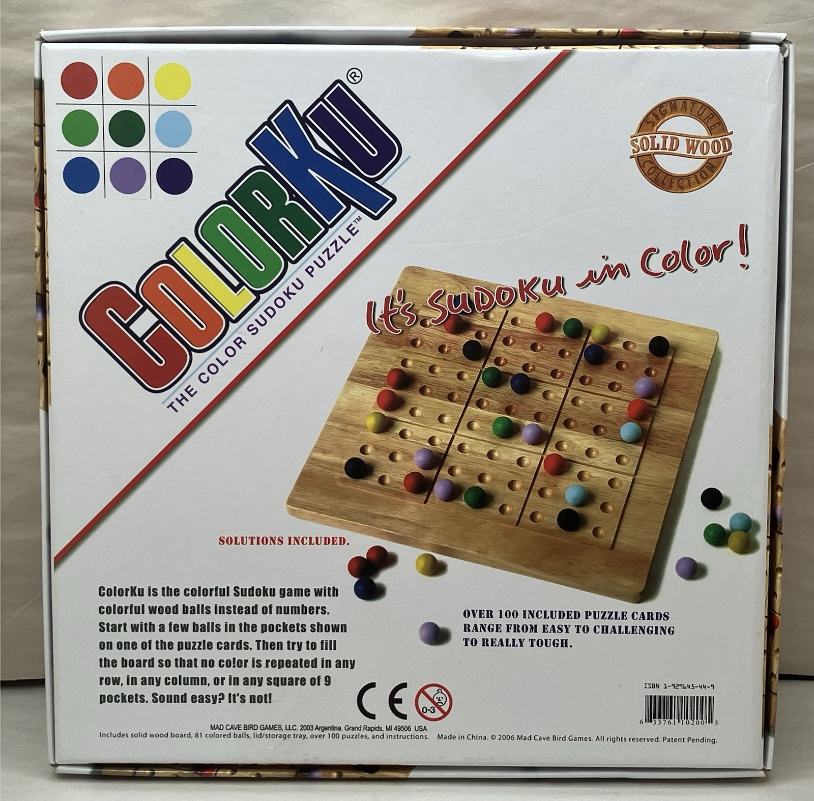 Colorku Board Game Color Sudoku Puzzle 2006 Mad Cave Bird 100% Complete