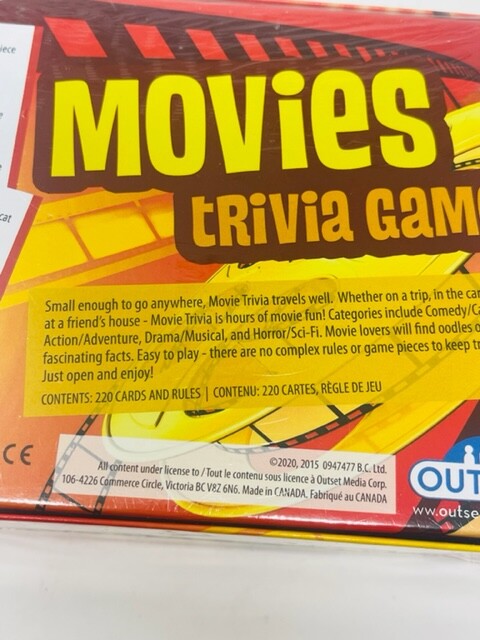 Movies Trivia Game Outset Media 220 Card Game Movie Buff