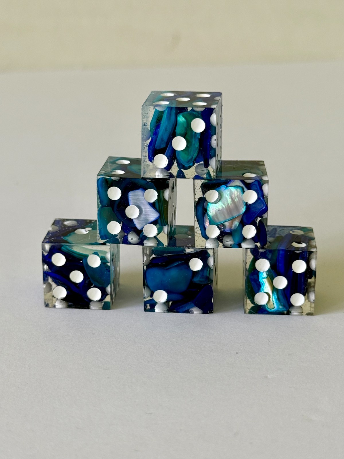 Resin Dice Set 6pcs – Beach Pebbles – Handmade Replacement Dice Games Casino