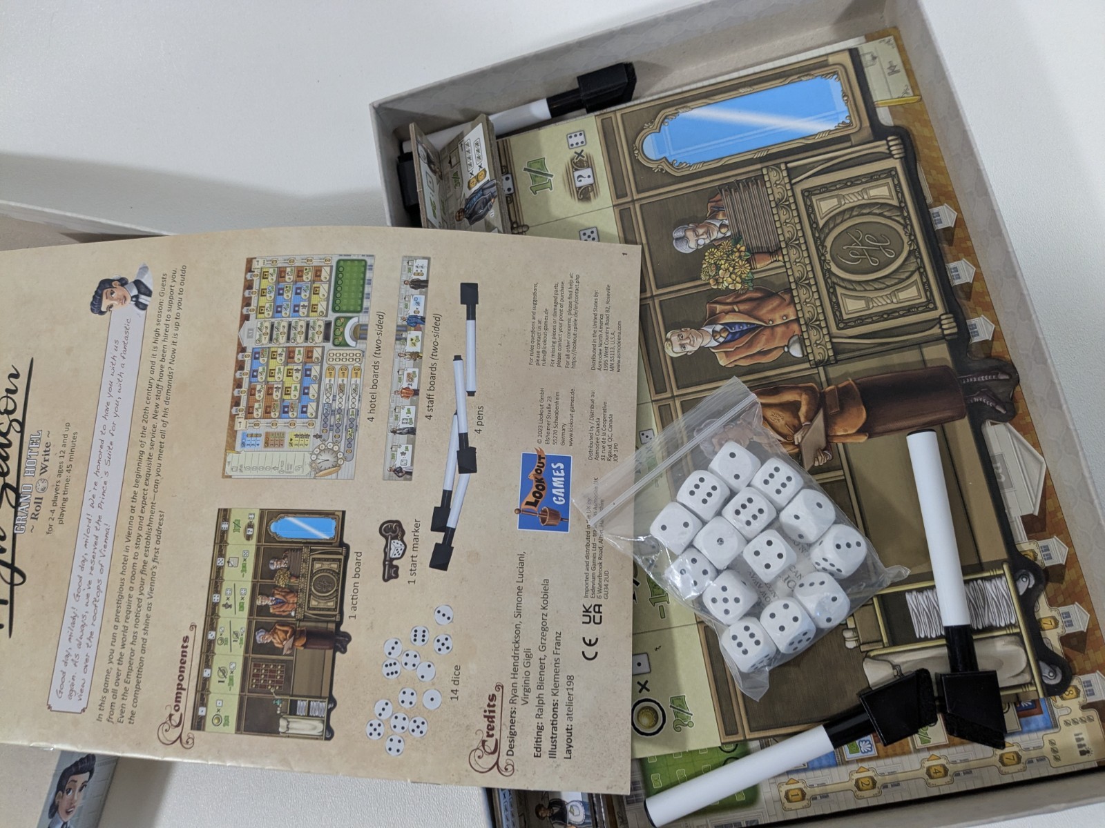 Lookout Grand Austria Hotel High Season Grand Hotel Roll & Write Box Great Game!