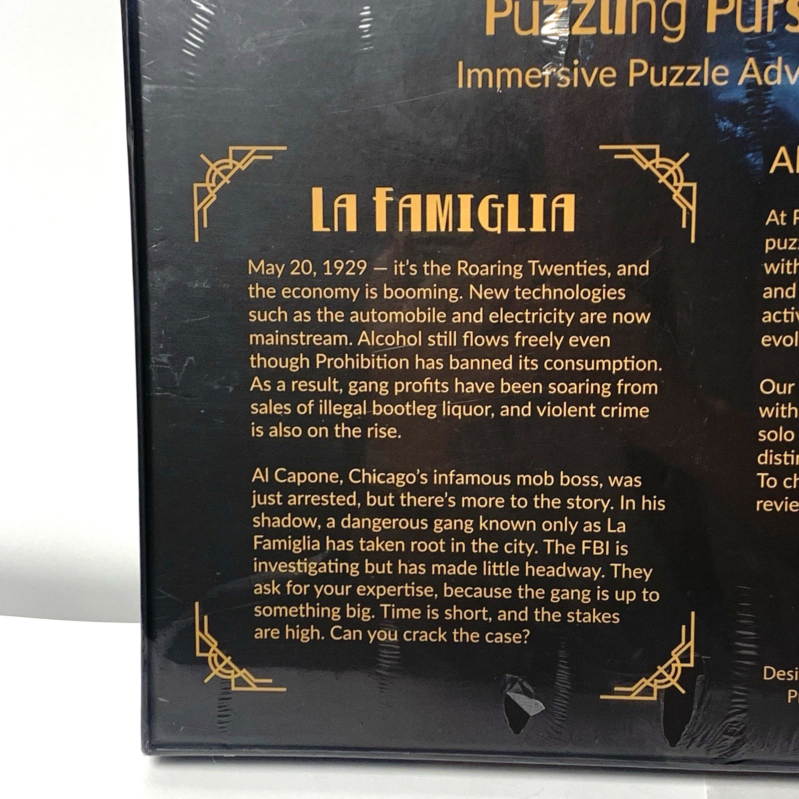 Puzzling Pursuits La Famiglia Mafia Prohibition Escape Game Al Capone NEW SEALED
