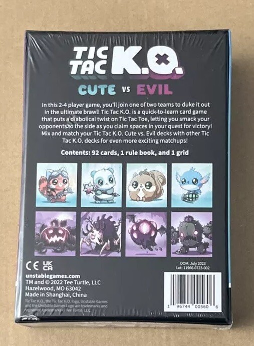 Tic Tac KO Cute vs Evil Card Game NEW 8+ K.O. 2-4 Players Unstable Games Sealed