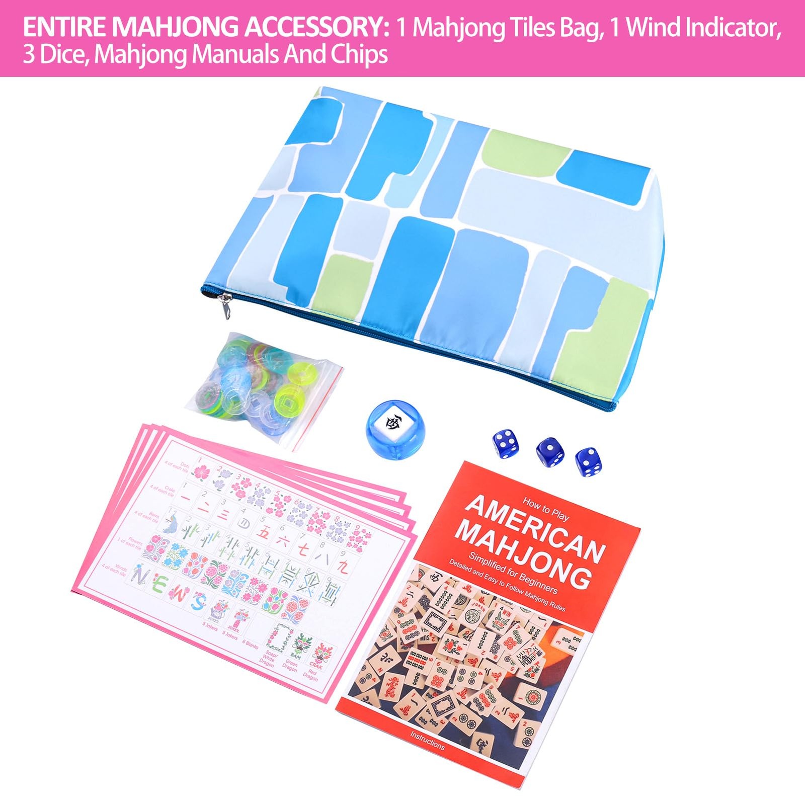 Majolicia American Mahjong Set, 160 Engraved Tiles with Accessories and Mahjo…