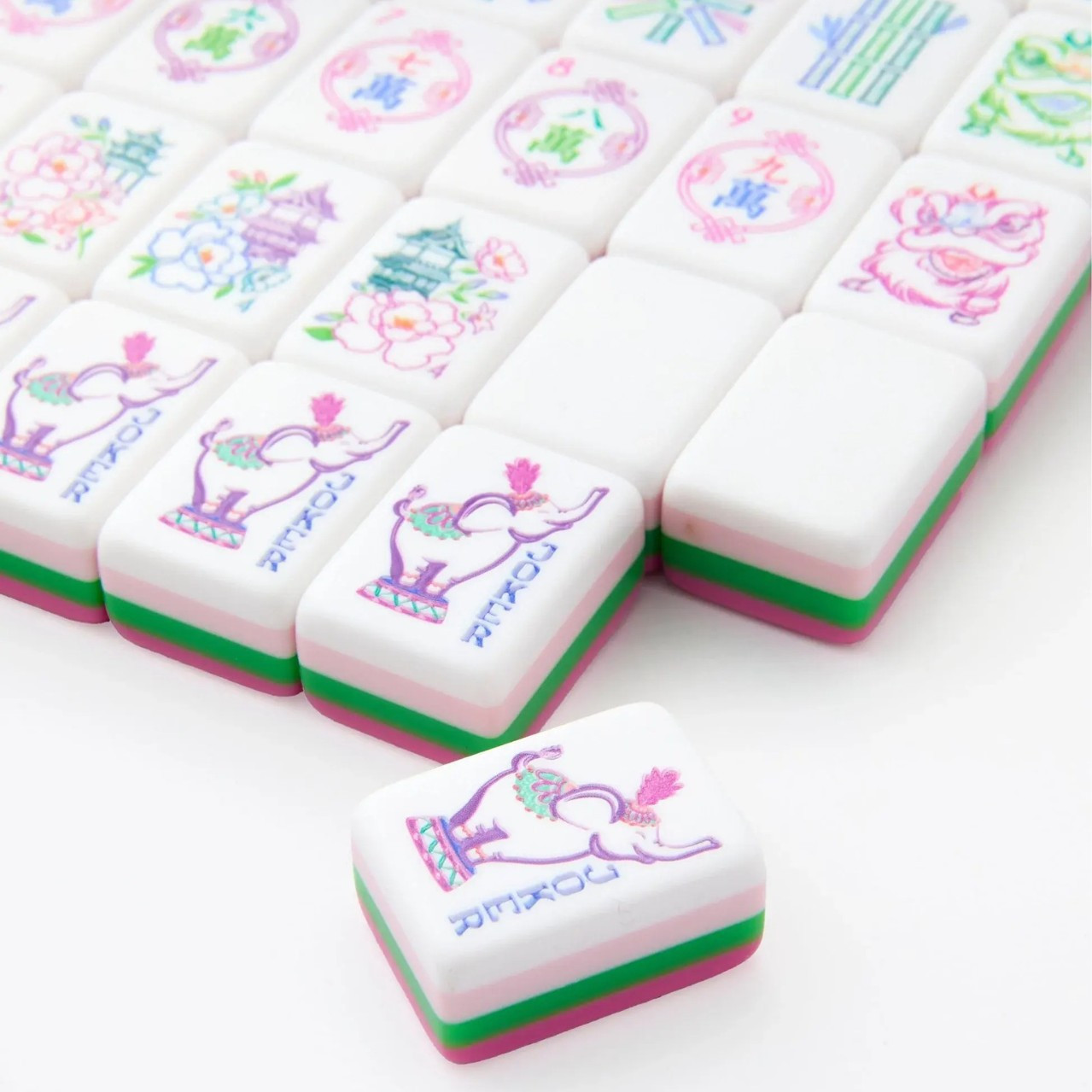 160 American Mahjong Tiles 4-Layer Acrylic Cute Pink Theme Engraved Set