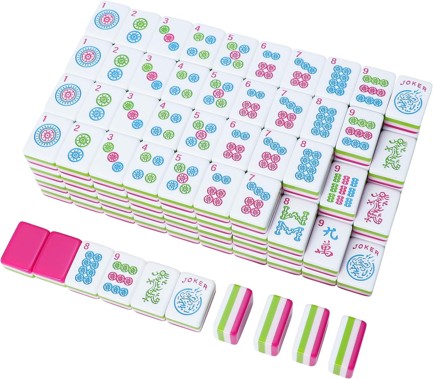 TIASUSAN Engraved American Mahjong Tile Set(4 Layer), 166 Acrylic Mahjong Tiles