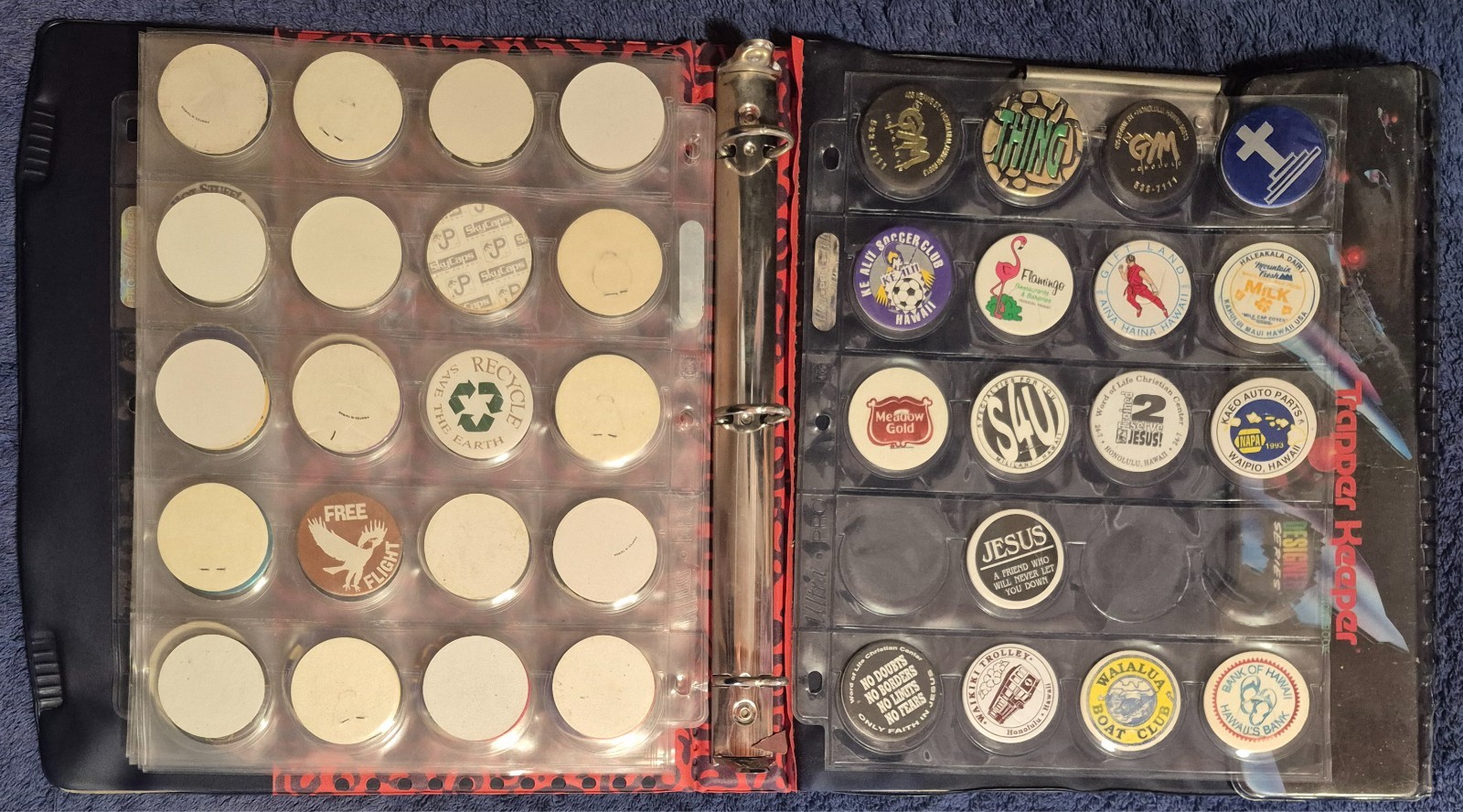 POGS LOT 229 TOTAL IN POCKET PAGES + TRAPPER KEEPER BINDER JOTS SNAPS CAPS