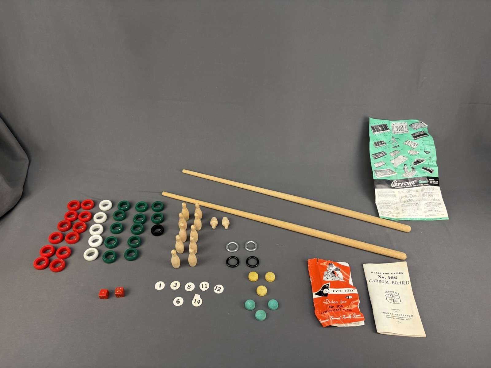 Vintage 1963 Carron Game Board No. 106 Game Rules Book Original Box Play Pieces