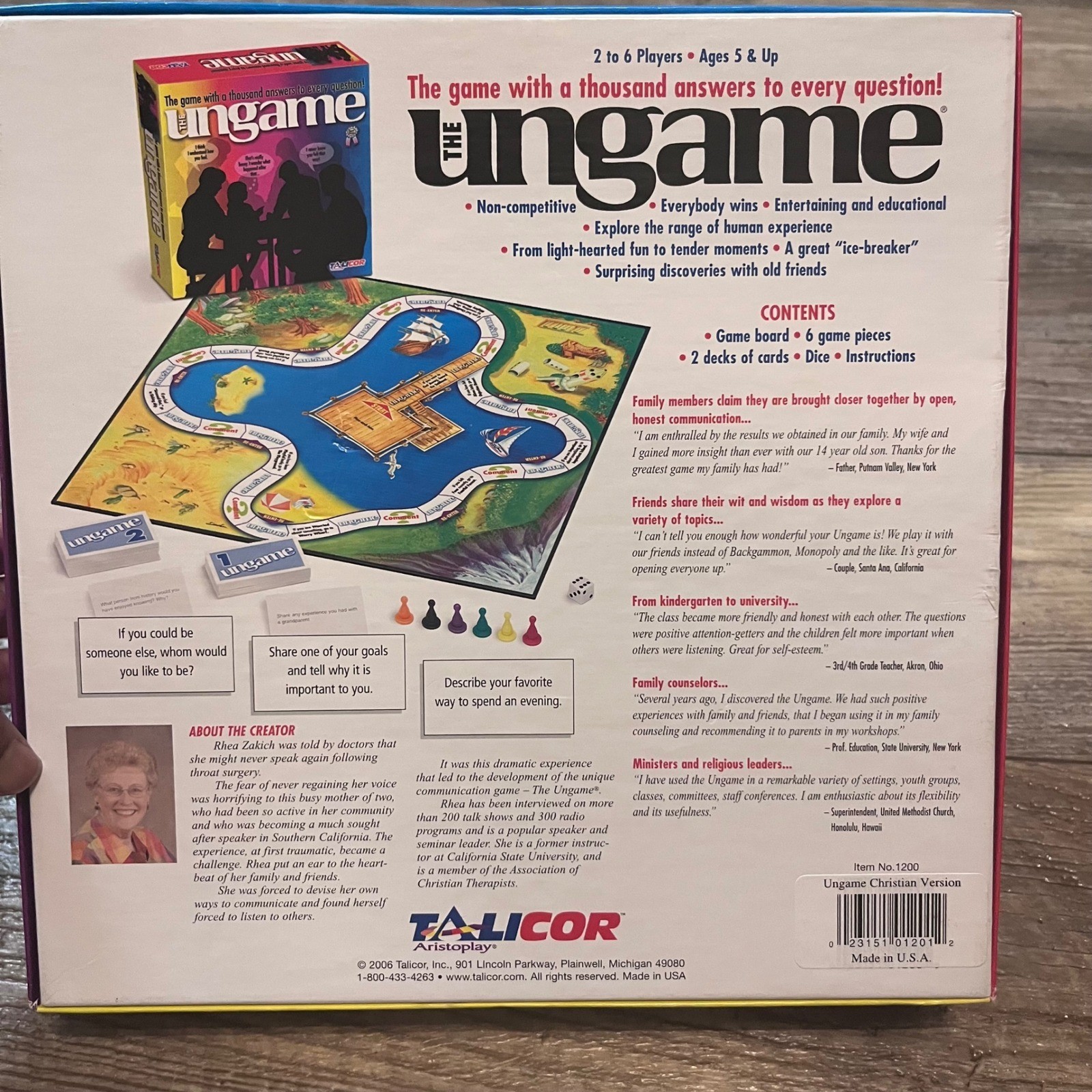 The Ungame Christian Version Board Game Talicor Aristoplay Item 1200 Complete