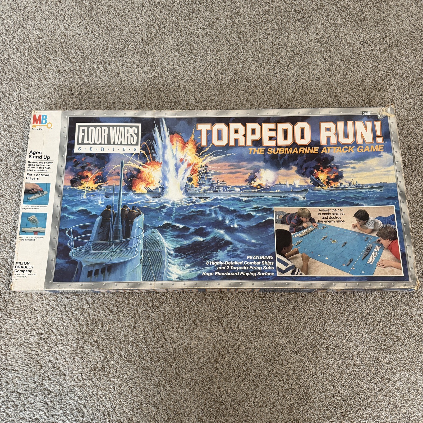 Vintage 1986 Torpedo Run! by Milton Bradley Floor Wars Board Game Near Complete