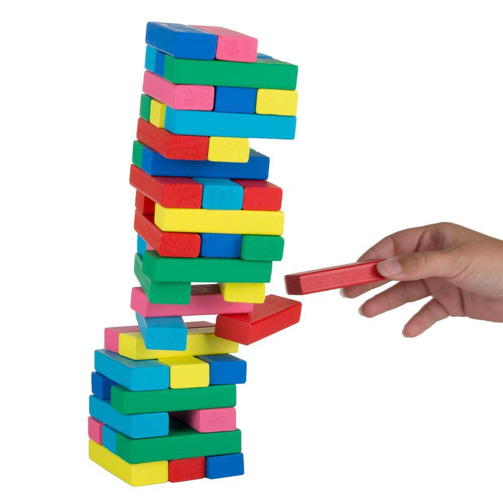 Classic Wooden Blocks Stacking Game with Colored Wood