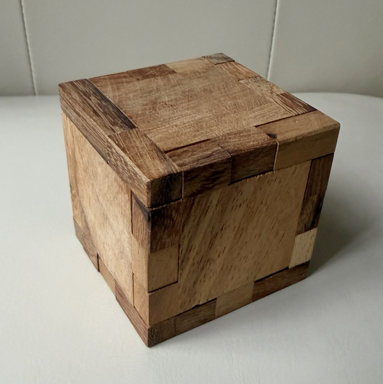 Pair of Wood Dice & Wooden Storage Box Unique Puzzle Box Multi Colored Dots