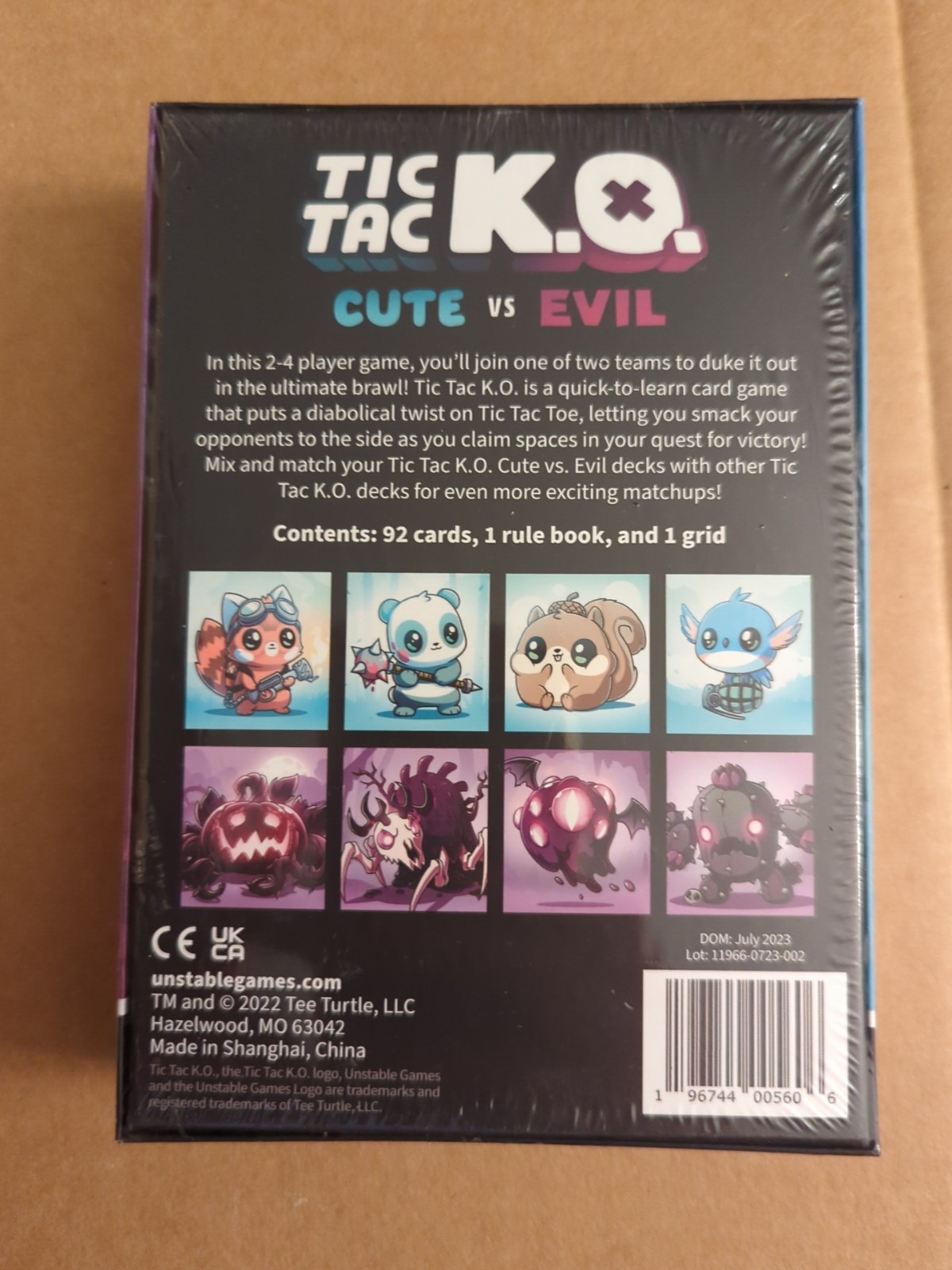 Tic Tac KO Cute vs Evil Card Game 8+ K.O. 2-4 Players Unstable Games New Sealed