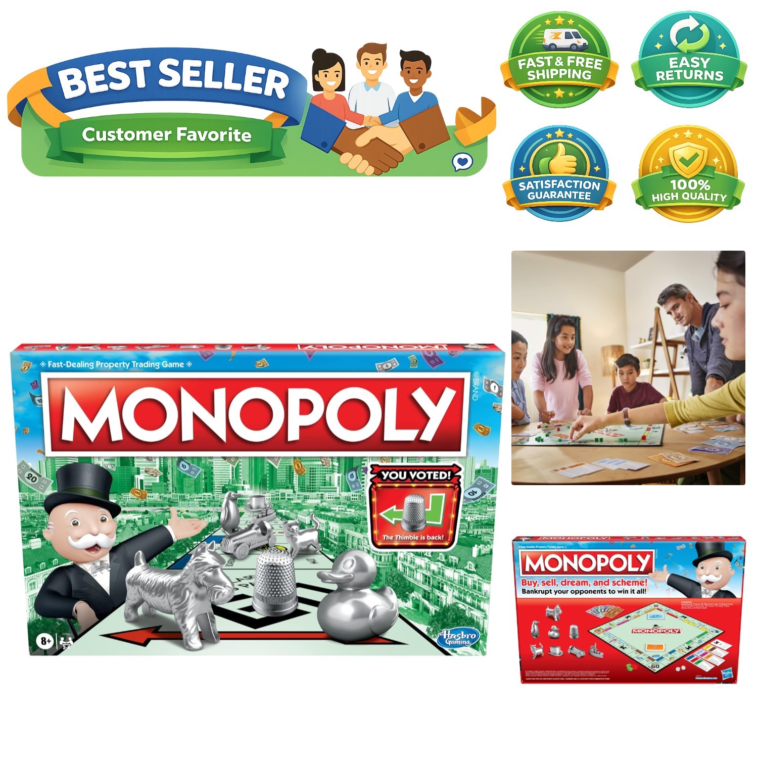 Game, Family Board Games for 2 to 6 Players & Kids Ages 8 and Up, Includes 8 …