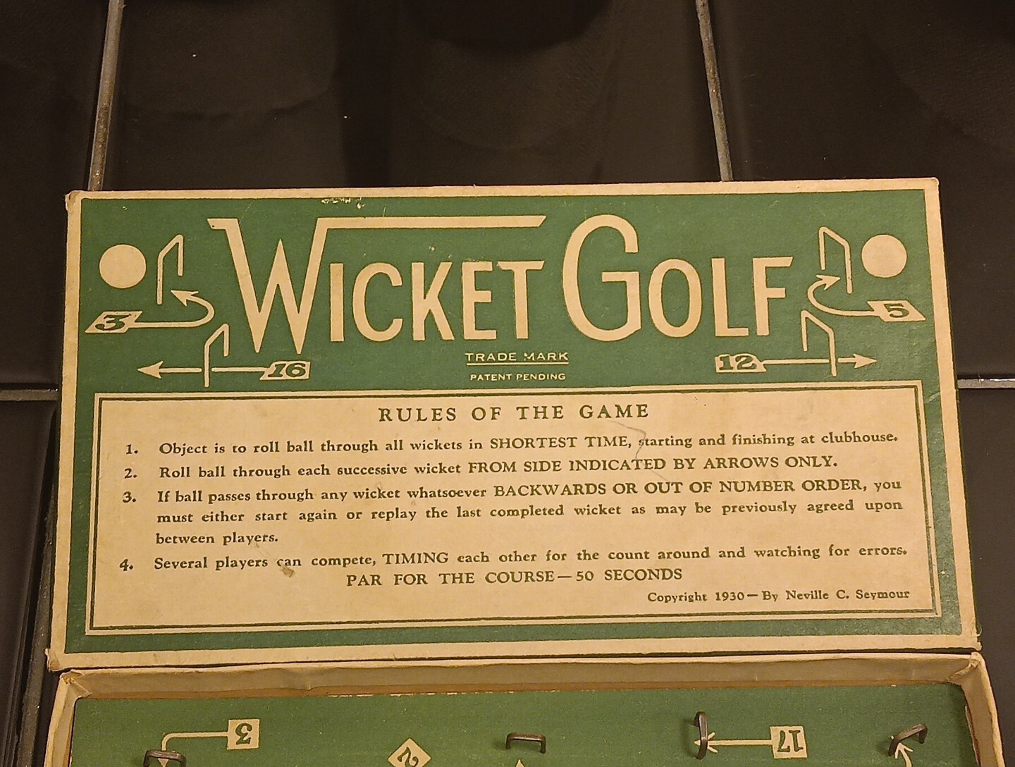 Vintage 1930 Wicket Golf Dexterity Game Neville C. Seymour Complete with Ball
