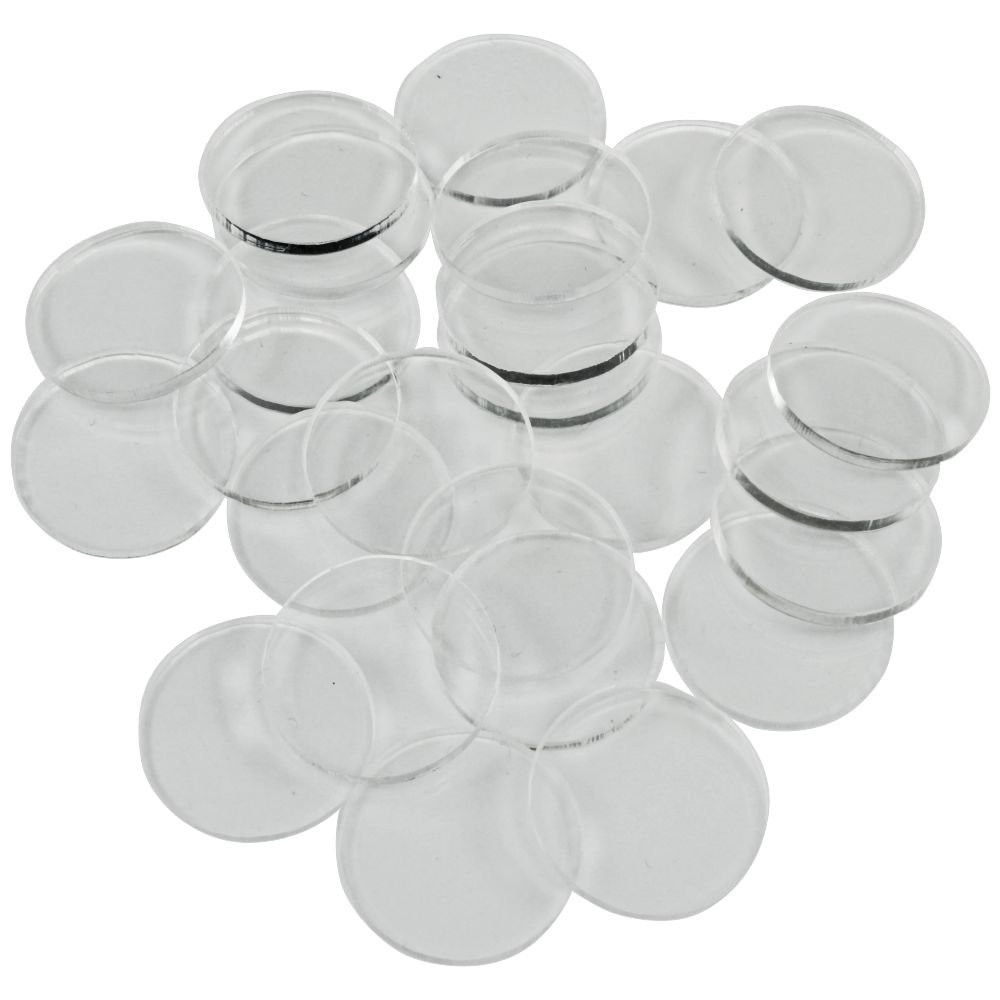 LITKO 3/4-Inch (19mm) Round Clear Acrylic Miniature Bases | 1.5mm Thin | Set of