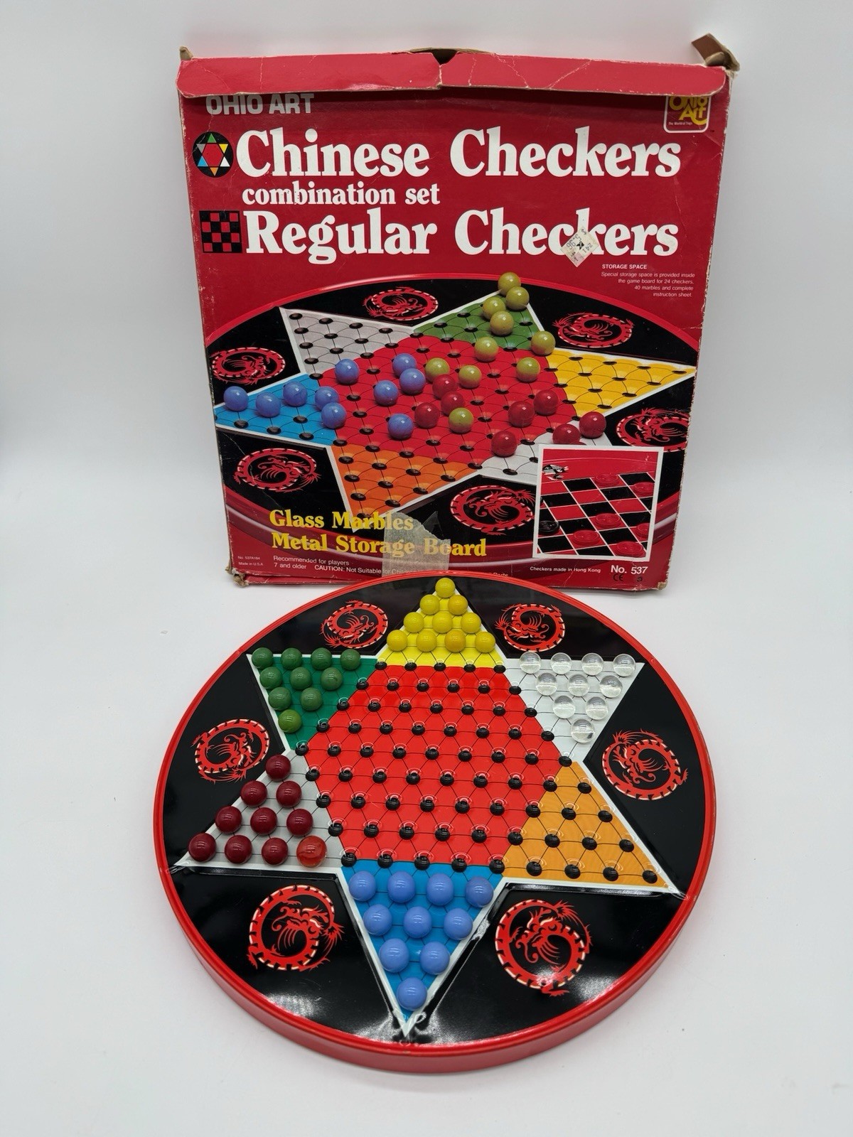 VINTAGE Ohio Art No. 537 Combination Chinese Checkers Regular Checkers Game READ